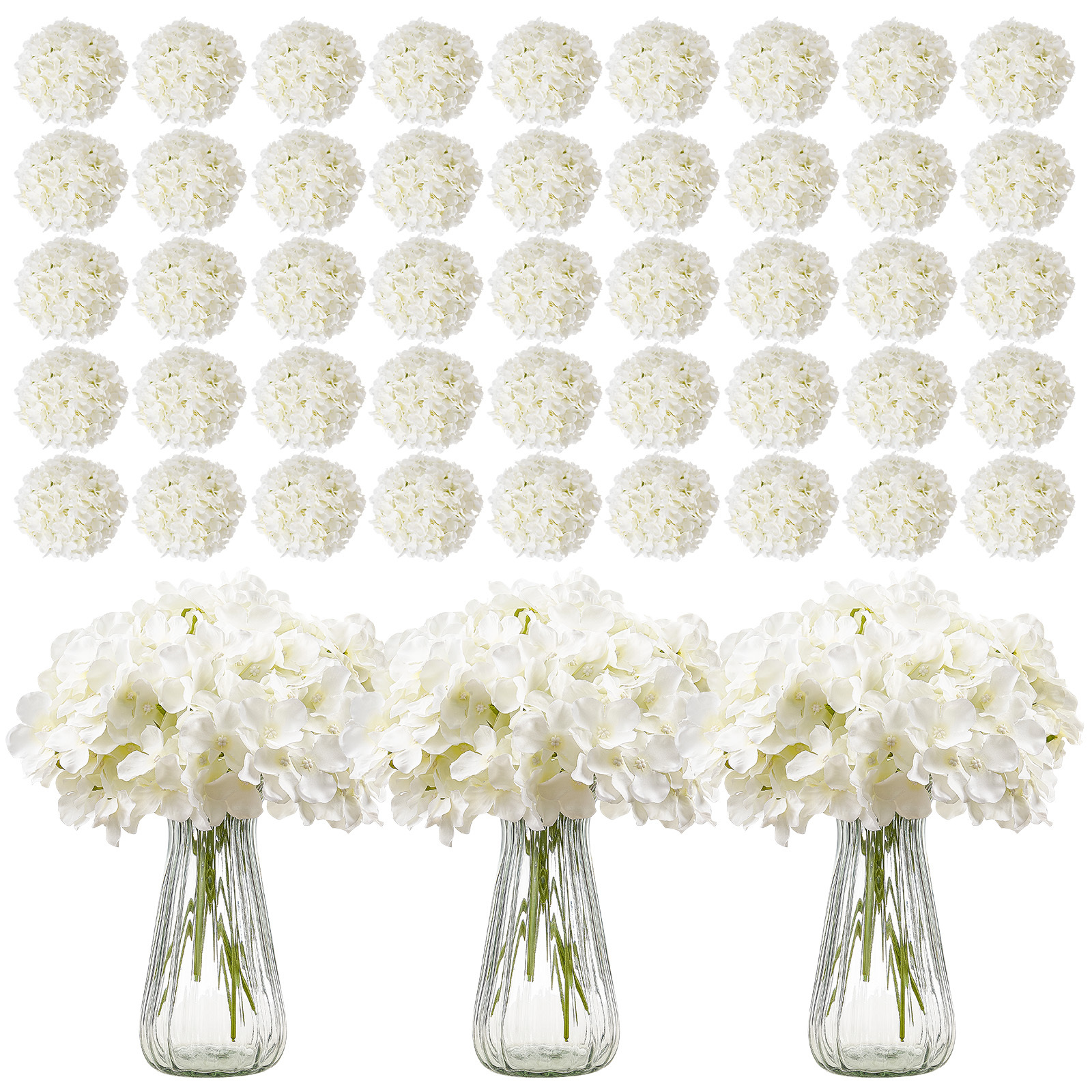 305pcs Artificial Hydrangea Flowers 9.8 In Bouquet Arrangement White