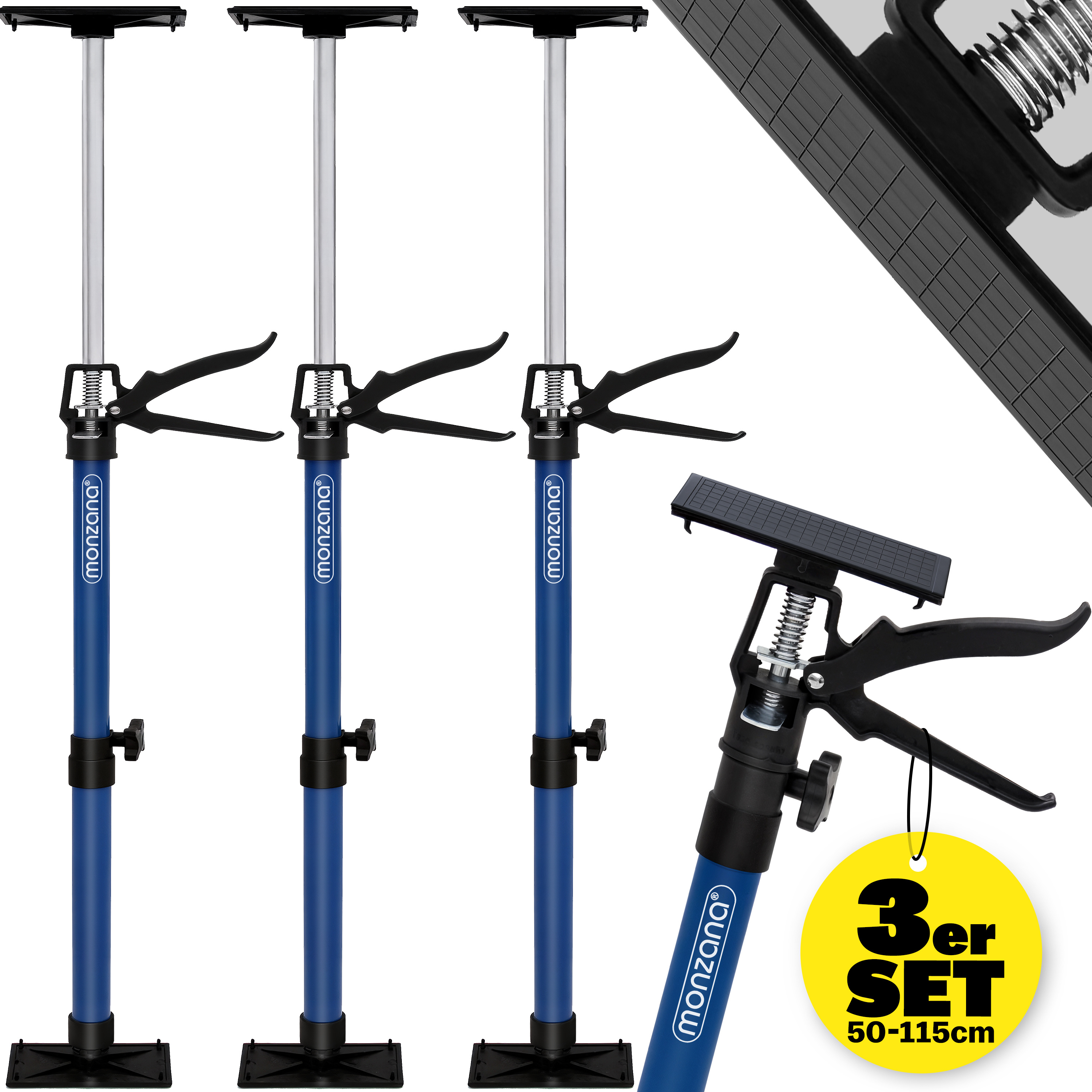 E-shop MONZANA® Türspanner im 3er Set höhenverstellbar 50-115cm bis 45° Türfutterstrebe Türzarge Zargenspanner