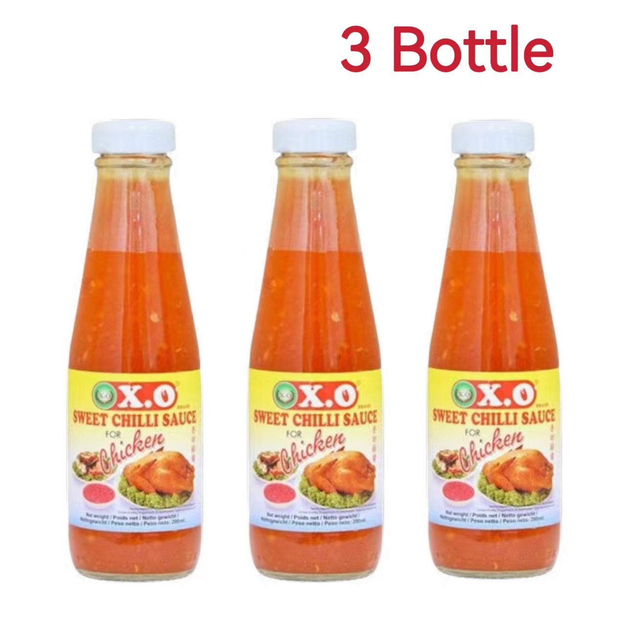 Image of 3 Bottles Xo Sweet-spicy Chicken Sauce Dip - 3×200ml – Spicy Asian Sauce, Spicy Chicken Dip Sauce, Versatile Spice Sauce For Meat & Noodles | Perfect For Cooking, Grilling & Dipping