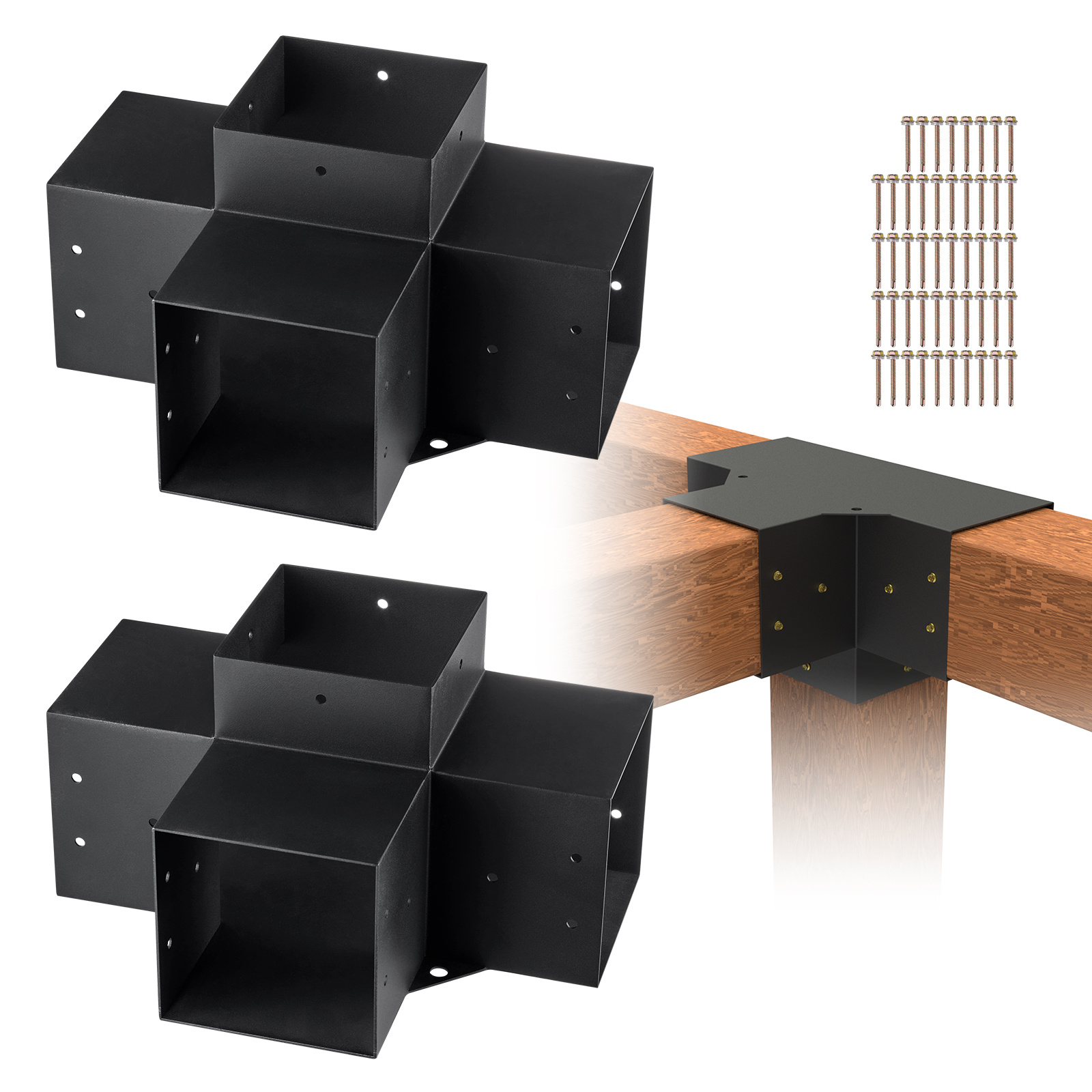 Image of Vevor Pergola Bracket Kit 6''x6'', 2pcs Heavy Duty Corner Bracket Diy Post Base Kit, Wooden Beams For Gazebos, Patio Pergolas, Outdoor Pergola Hardware