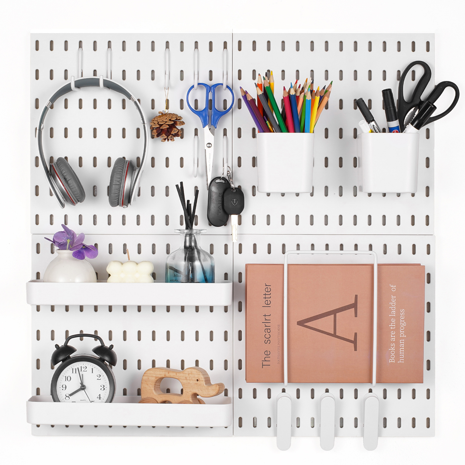 Vevor Pegboard Combination Kit 11 X 11" Plastic Pegboard 4 Panels For Home White