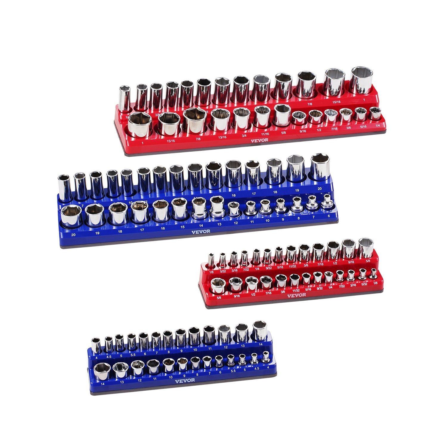 Vevor Magnetic Socket Organizer Set 4pcs Socket Trays For Metric Sae