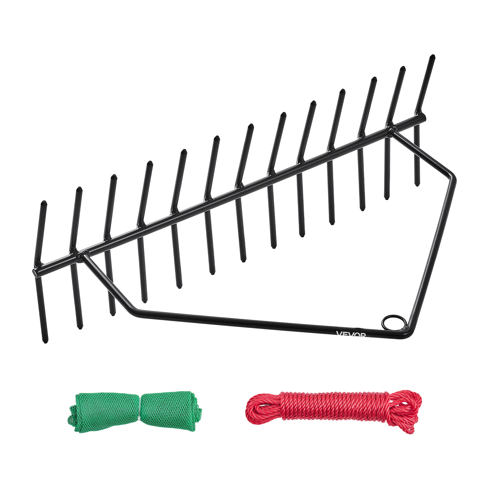Image of Vevor 24x8.7 In Pond Aquatic Weed Rake Double-sided Lake Weed Rake 30ft Rope