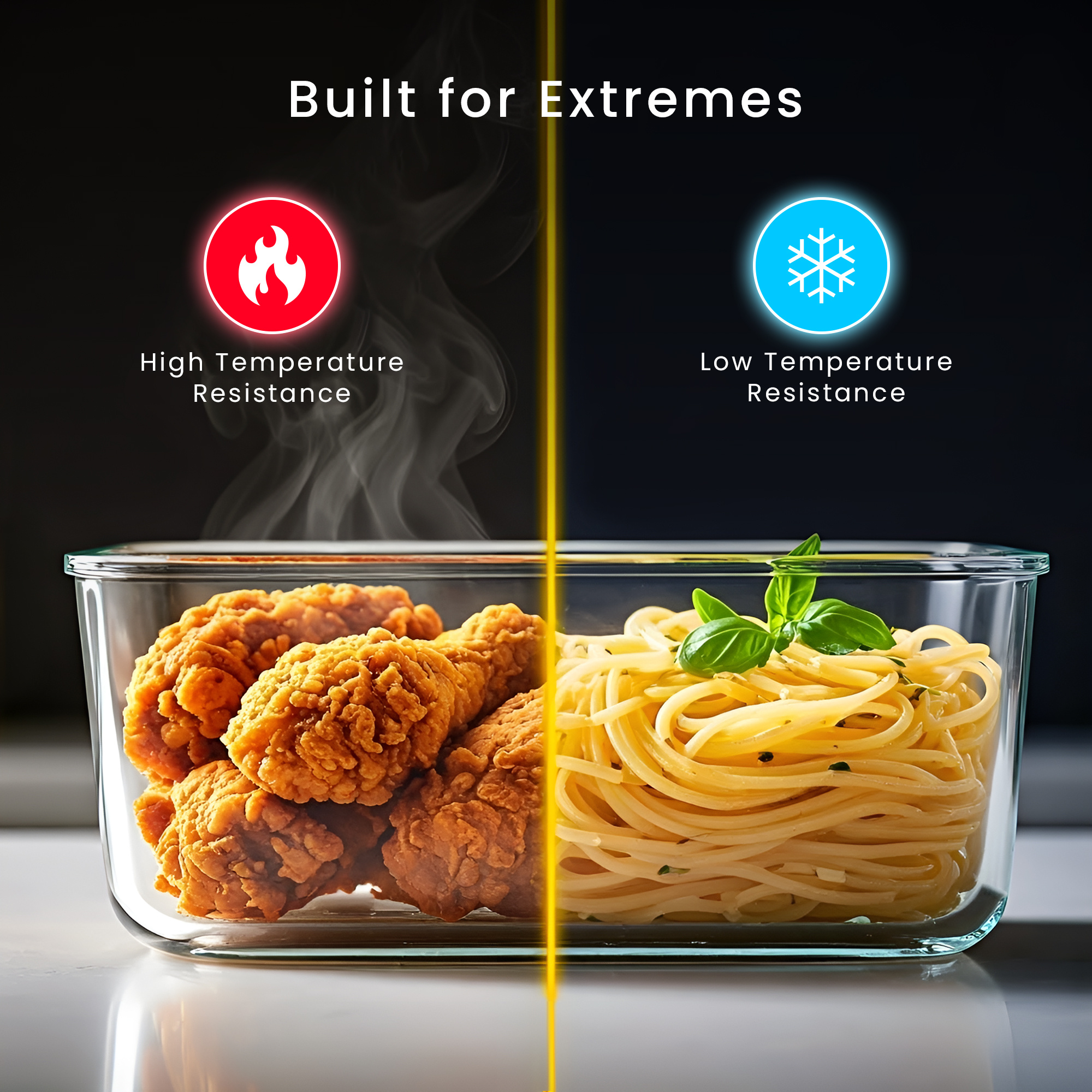 KICHLY Airtight Glass Food Storage Containers with Leakproof Lids – Square Meal Prep Containers with Silicone Seal – Oven, Freezer & Microwave Safe – Stackable Borosilicate Glass with Transparent Clip-Lock Lids