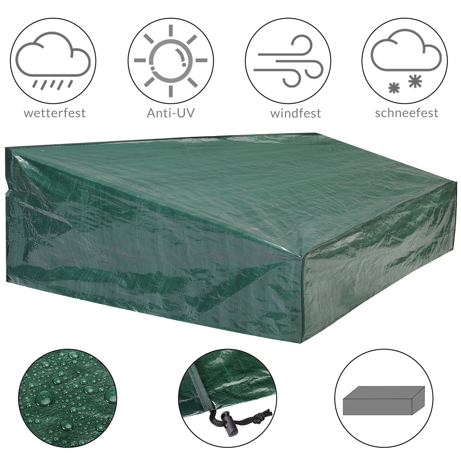 TEMU para Muebles de Jardín ® Resistente al Invierno y a los Rayos UV, para , Sótano o Conjunto de Asientos Exteriores, 197x68x62 cm, con Cordón y de