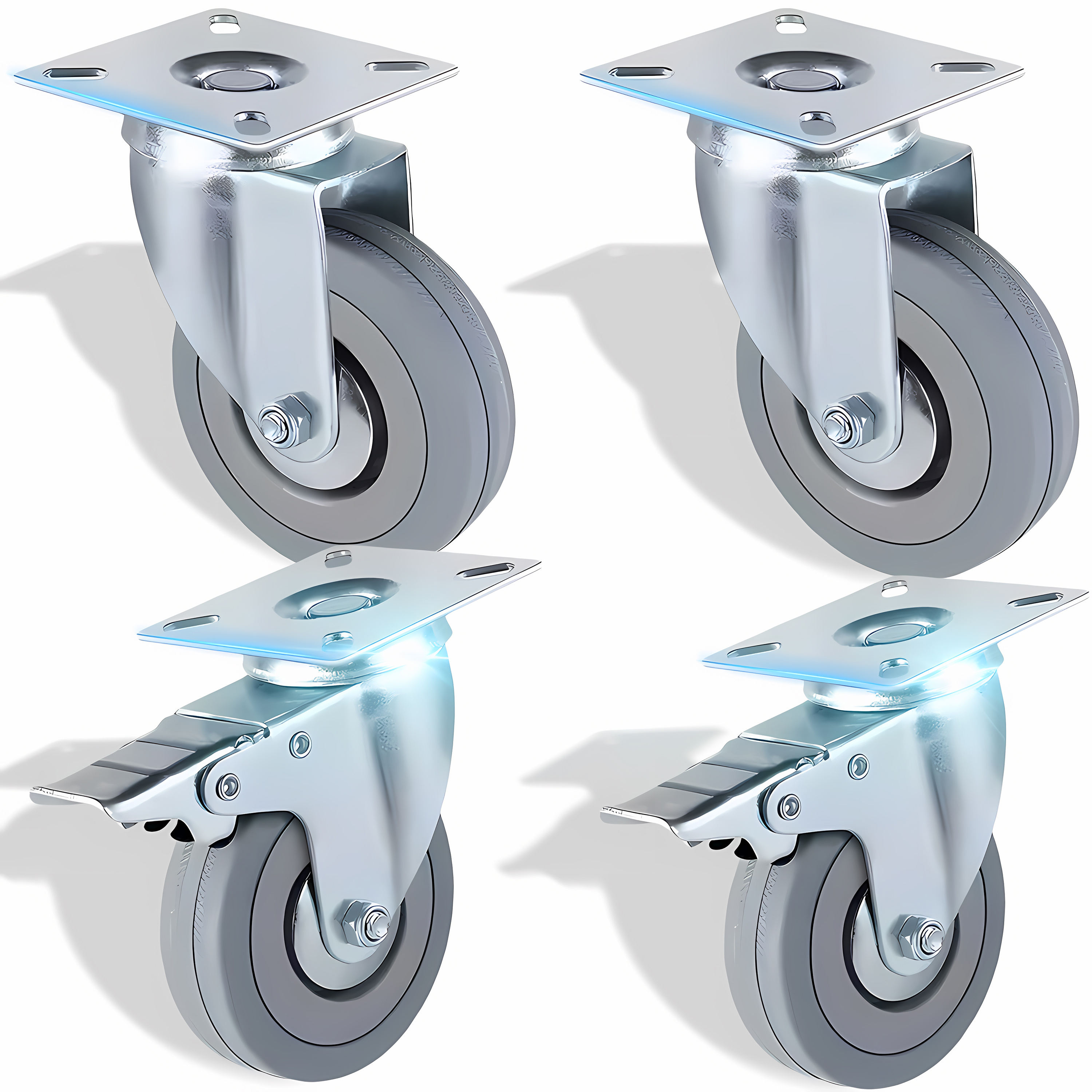 E-shop Set mit 4 drehbaren Gummirädern RETOO Handytools, mit , 360° Schwenkrädern, leisen Kugellagerrollen, Universalrädern für Werkstattmöbel und
