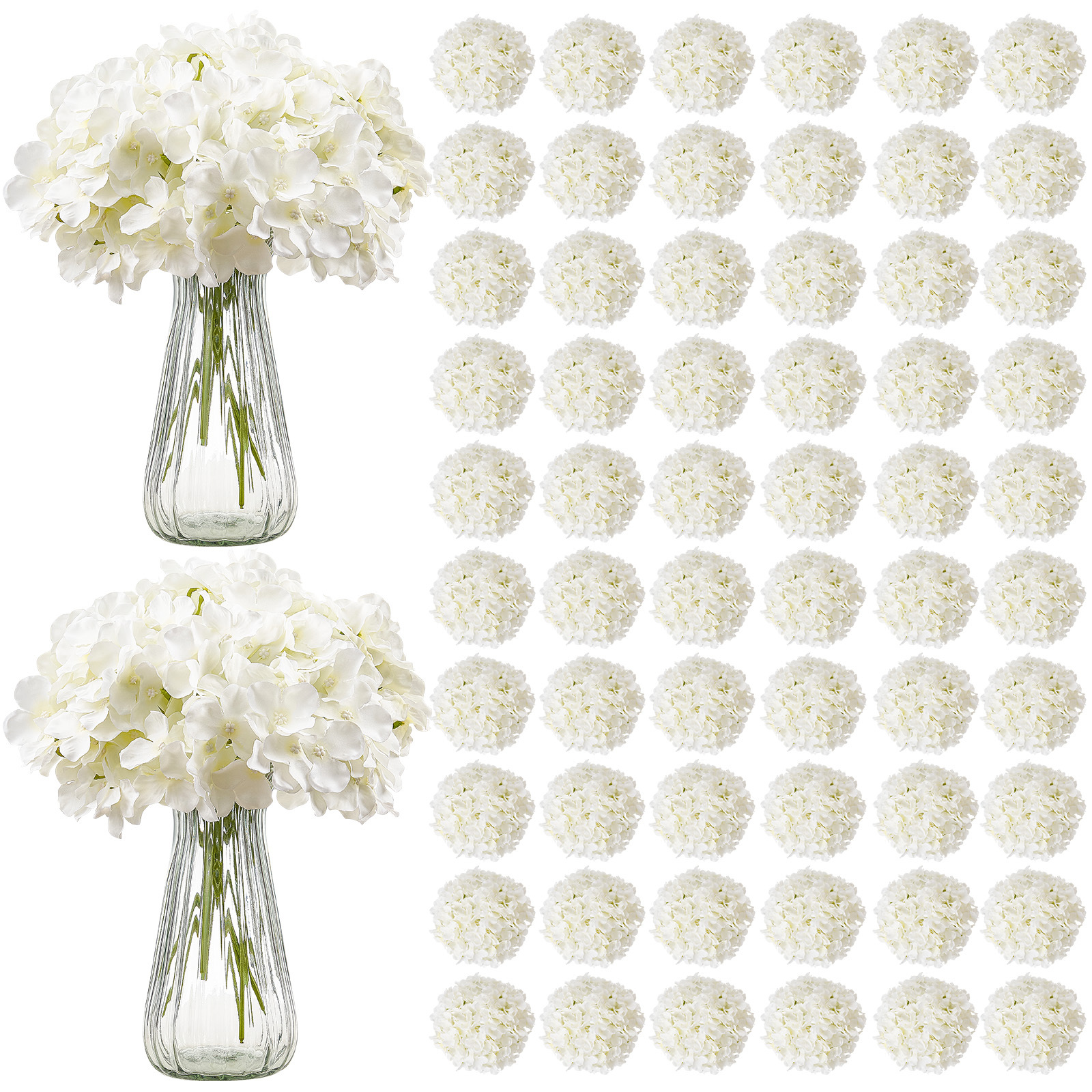 TEMU Bouquet de 205 pièces de fleurs d'hortensia artificielles blanches de 9,8 po