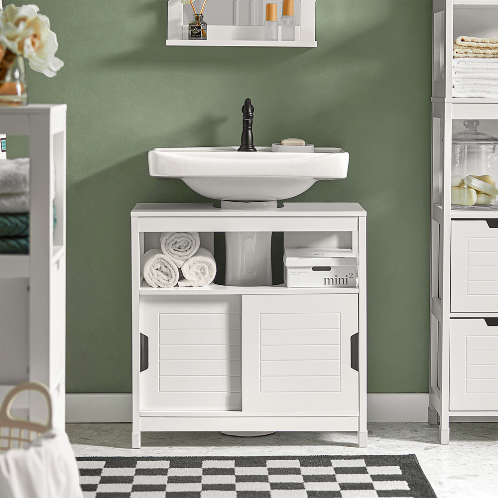 TEMU Washbasin Cabinet Bathroom Furniture Bathroom Cabinet L60xp30xh60cm With Foot Pad Washbasin Cabinet White Furniture, Furniture For Home