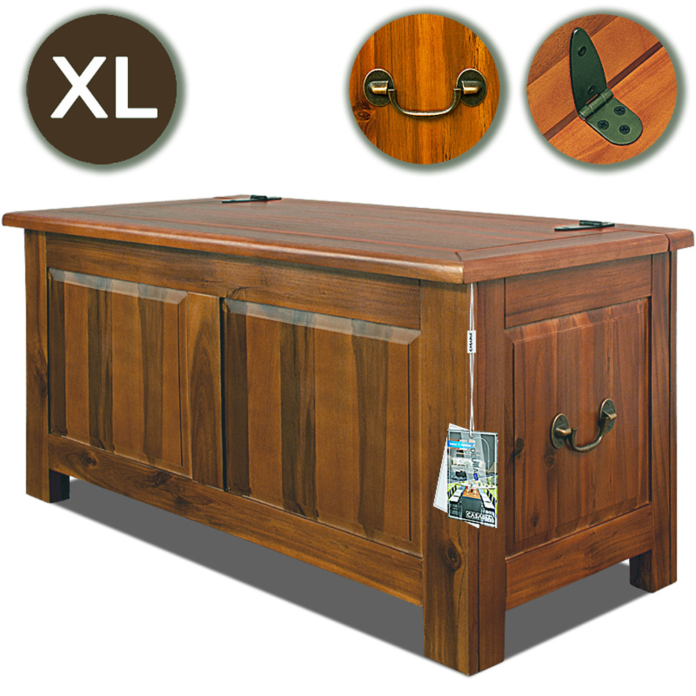 Casaria® Wooden Chest With Lid, Large 103l Volume, Bench Storage, 160kg Load Capacity, Acacia Wood, Hallway , , Brown