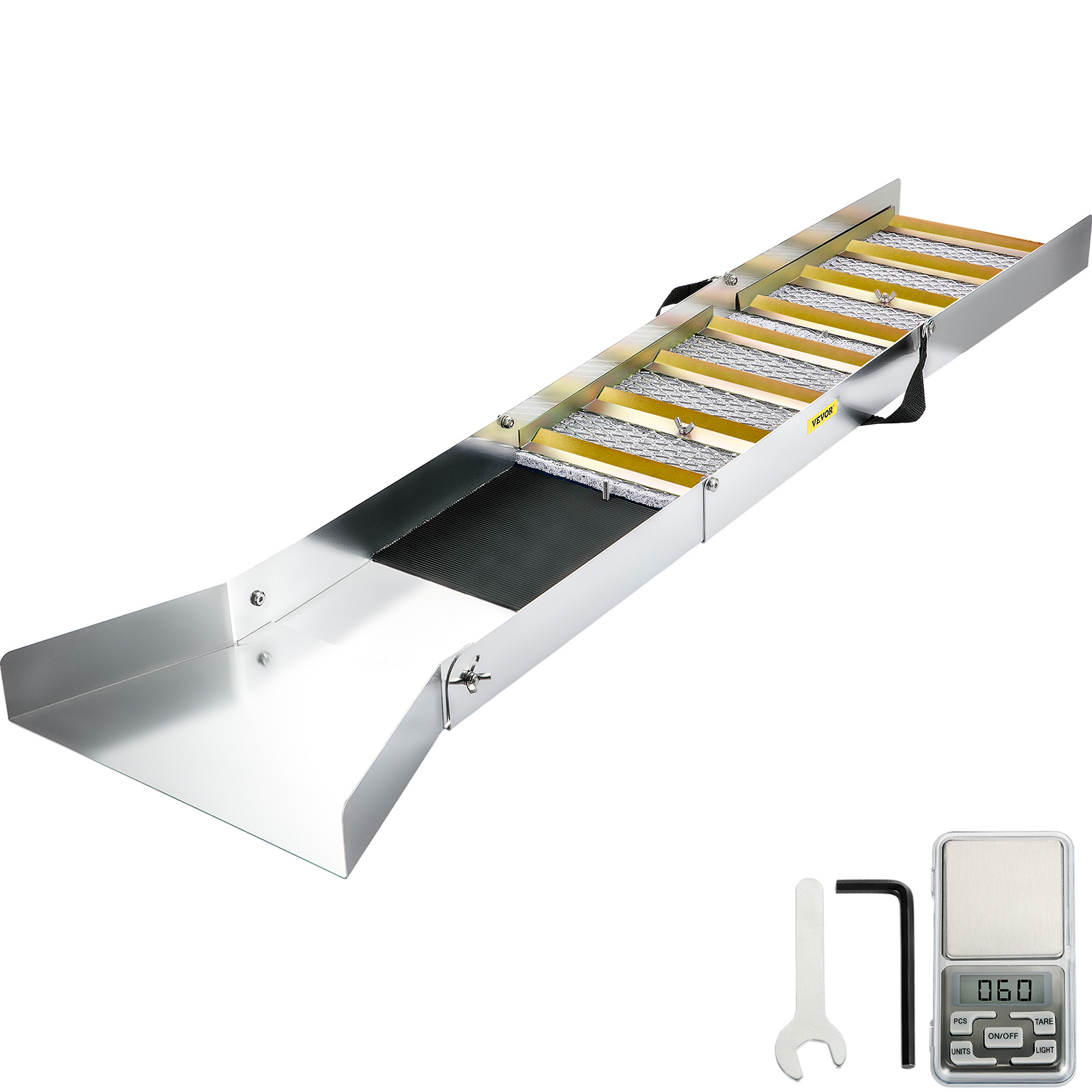 Image of Vevor Folding Aluminum Alloy Sluice Box, Compact 50" Sluice Boxes For Gold, Lightweight Gold Sluice Equipment, Portable Sluice Boxes W/miner's Moss, River, Creek, Gold Panning, Prospecting, Dredging