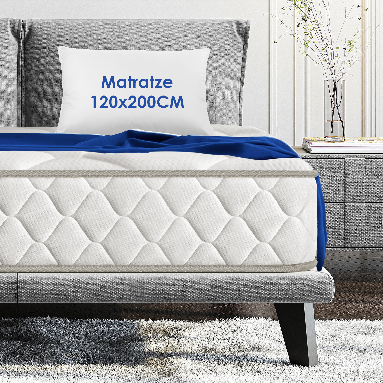 Mattress 120x200 Cm, Spring Core Mattress, 20 Cm Height, Breathable And Comfortable, 7-zone Design