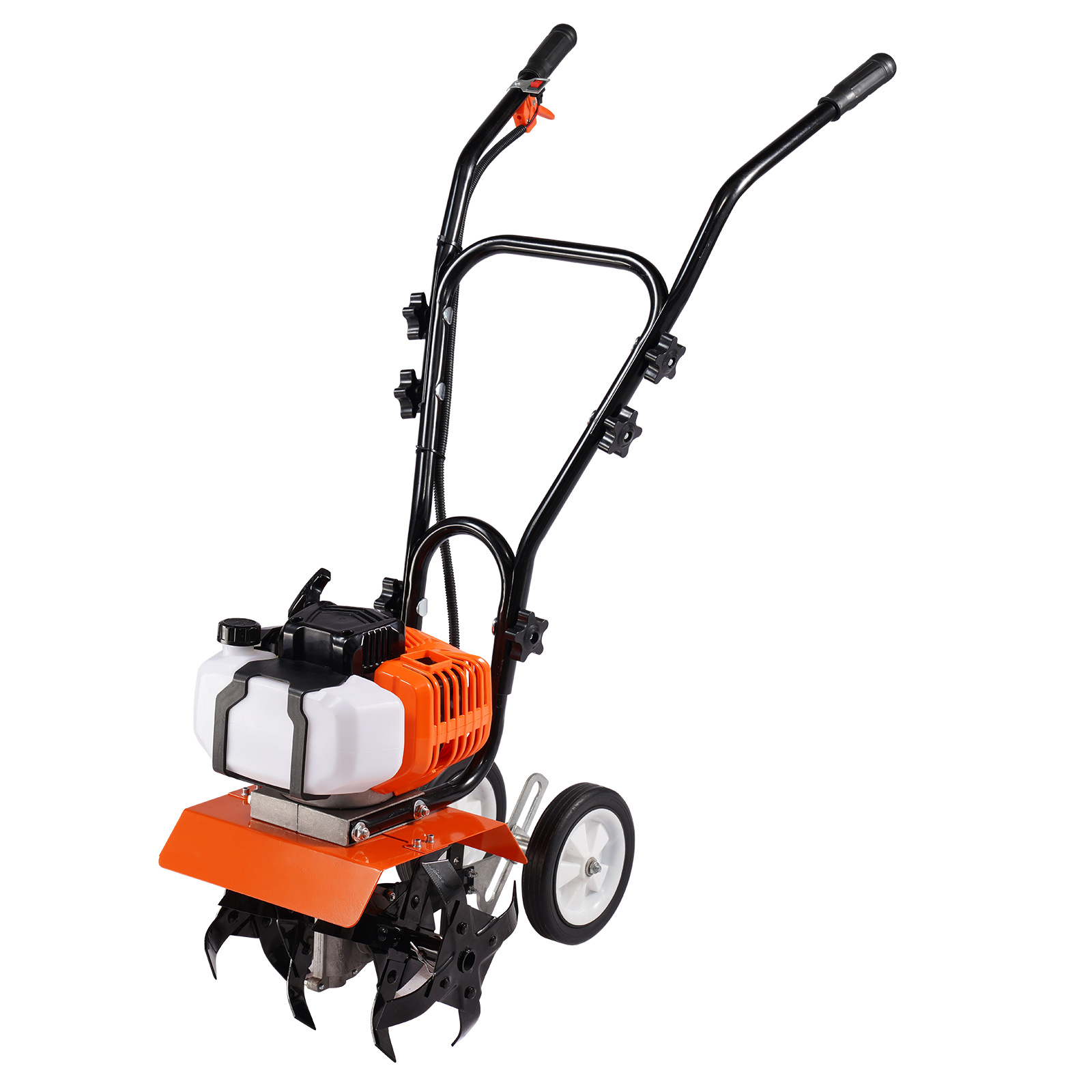 Image of Vevor Cultivator Gas Powered, 43cc 2-stroke Garden Cultivator, With 4 Steel Adjustable Front For Lawn, Garden And Field Soil Cultivation