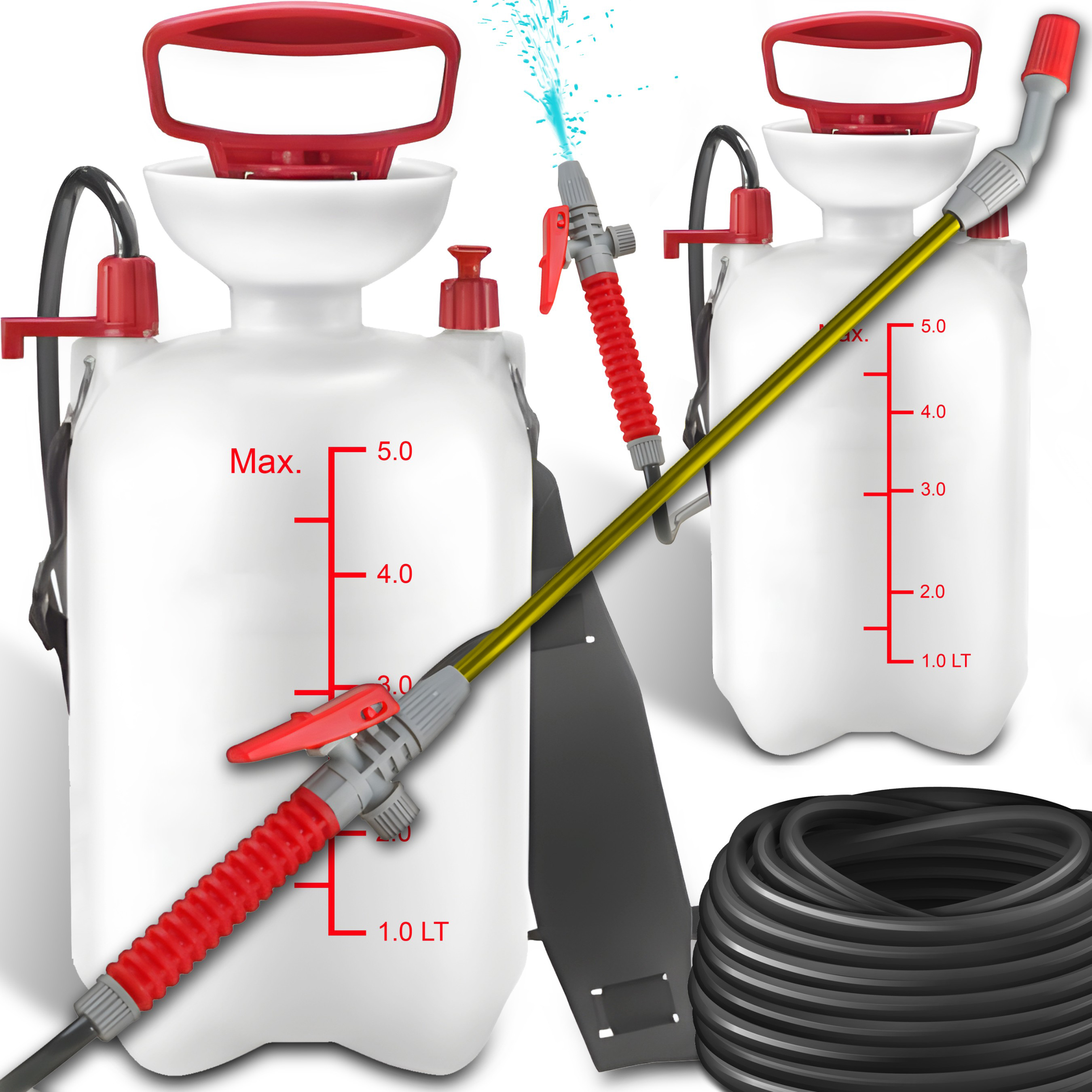 TEMU Retoo GardenPro Pulvérisateur à Main, de 5L, Bandeoulière Réglable, Poignée Ergonomique, Pompe à Piston, Manomètre, Réglable, Tête de