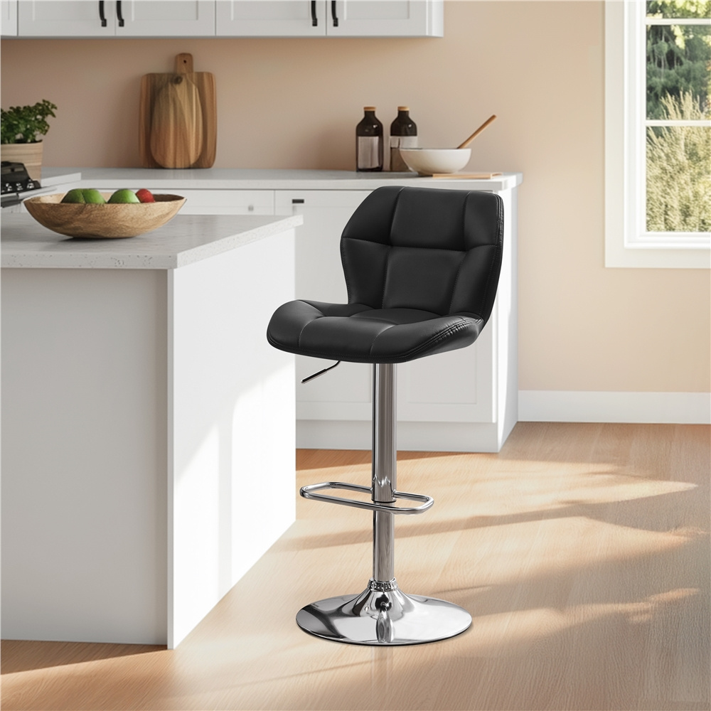 Costoffs Bar Stools 360° Rotatable Height Adjustable Kitchen Stools With Footrest And Backrest For Kitchen Bar Room
