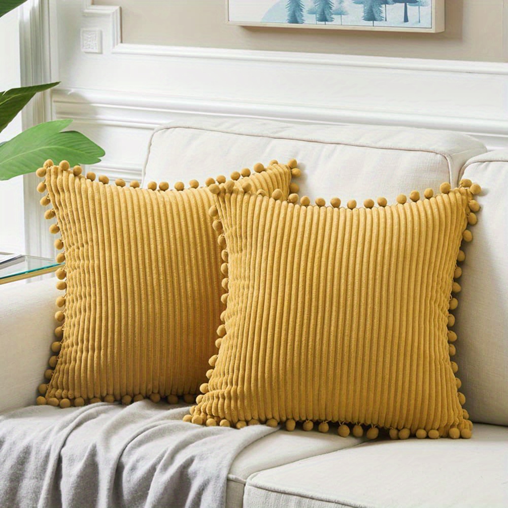TEMU 2-pack Soft Corduroy Square Pillowcases 45*45cm - Solid Cases With Zipper, Machine Washable, Contemporary Style Decorative Throw Pillow Covers