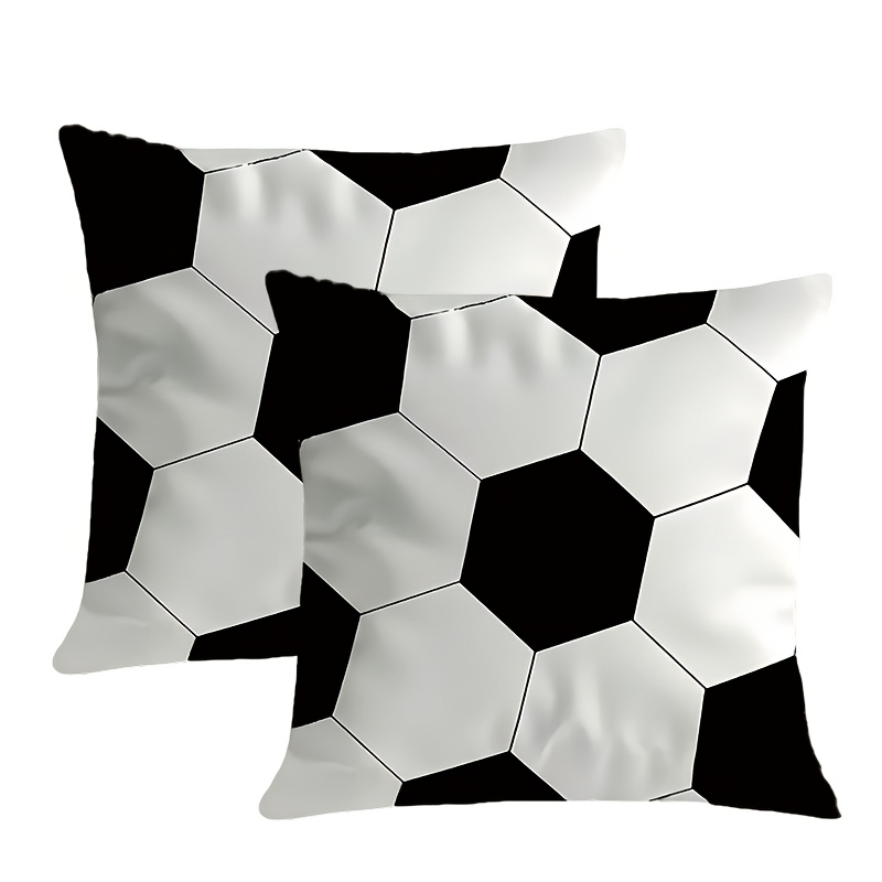 TEMU Pack Of 2/4 Contemporary Football Pattern Pillowcases, 45x45cm, Polyester 100%, Hand/ Machine Wash, Zipper Closure, Single-sided Print For Sofa