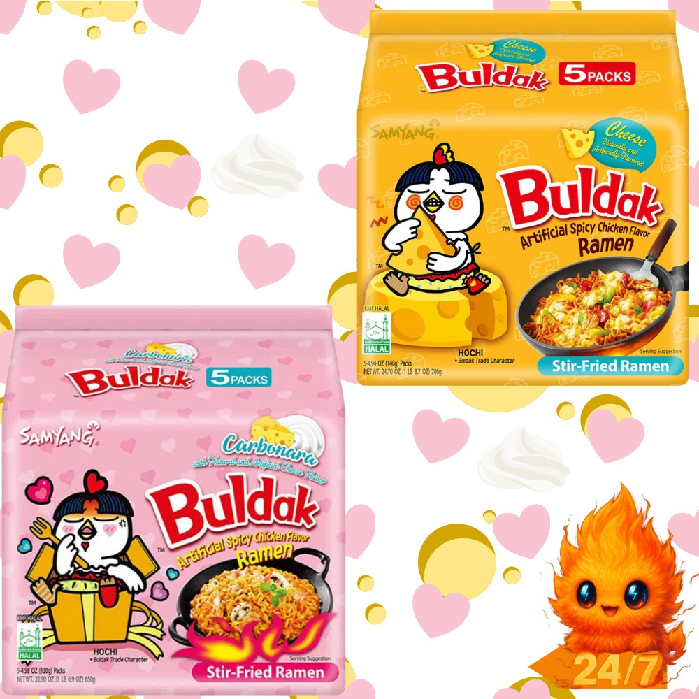 Image of Samyang Buldak Hot Chicken Carbonara & Cheese - Koreanische Instant Ramen Je Sorte 1 X 5er Pack (5 X 140 G)