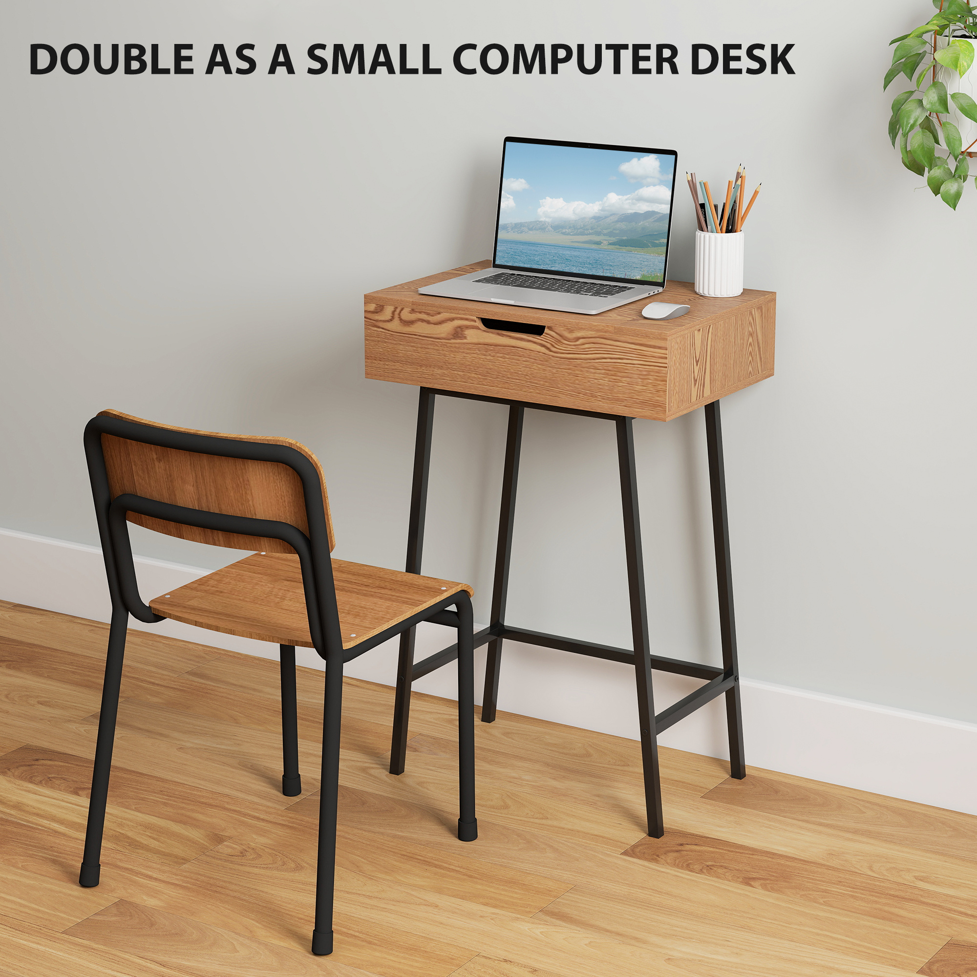 Dressing Table with Flip-Up Mirror and 16 Small Compartments