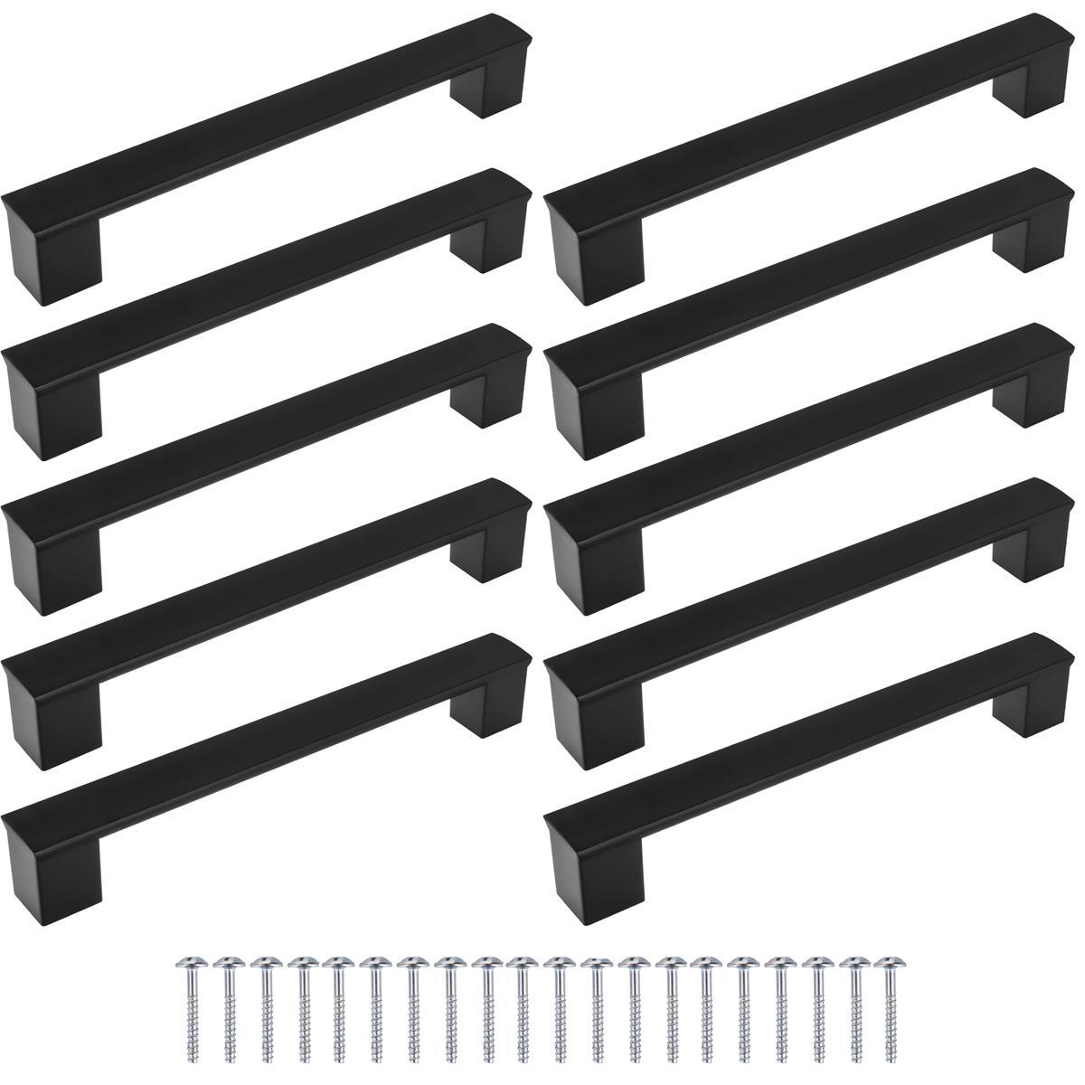 TEMU 10 pezzi di maniglie nere opache per mobili, distanza tra 5/6,2 pollici (128/160 mm), moderne, maniglie estetiche per armadi, cassetti e porte,