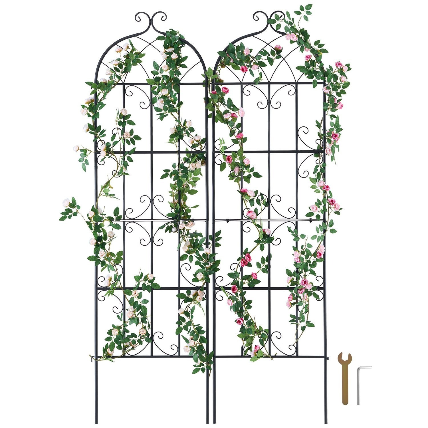 Vevor 2 Packs Metal Garden Trellis For Climbing Plant Support 71x20 In Rustproof