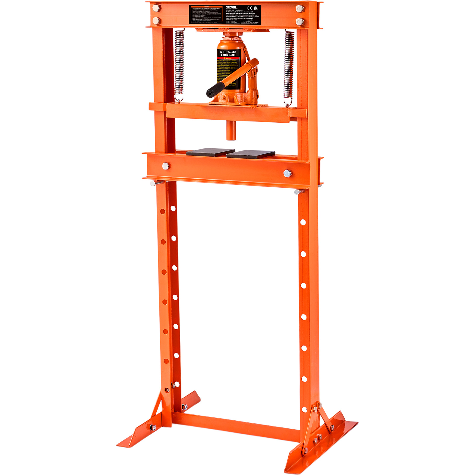 Image of Vevor Hydraulic Shop Press, 12 Ton Hydraulic Garage/ Press, Adjustable Shop Press With Press Plates, Heavy Duty Hydraulic Press For Garage, Shop, Workshop