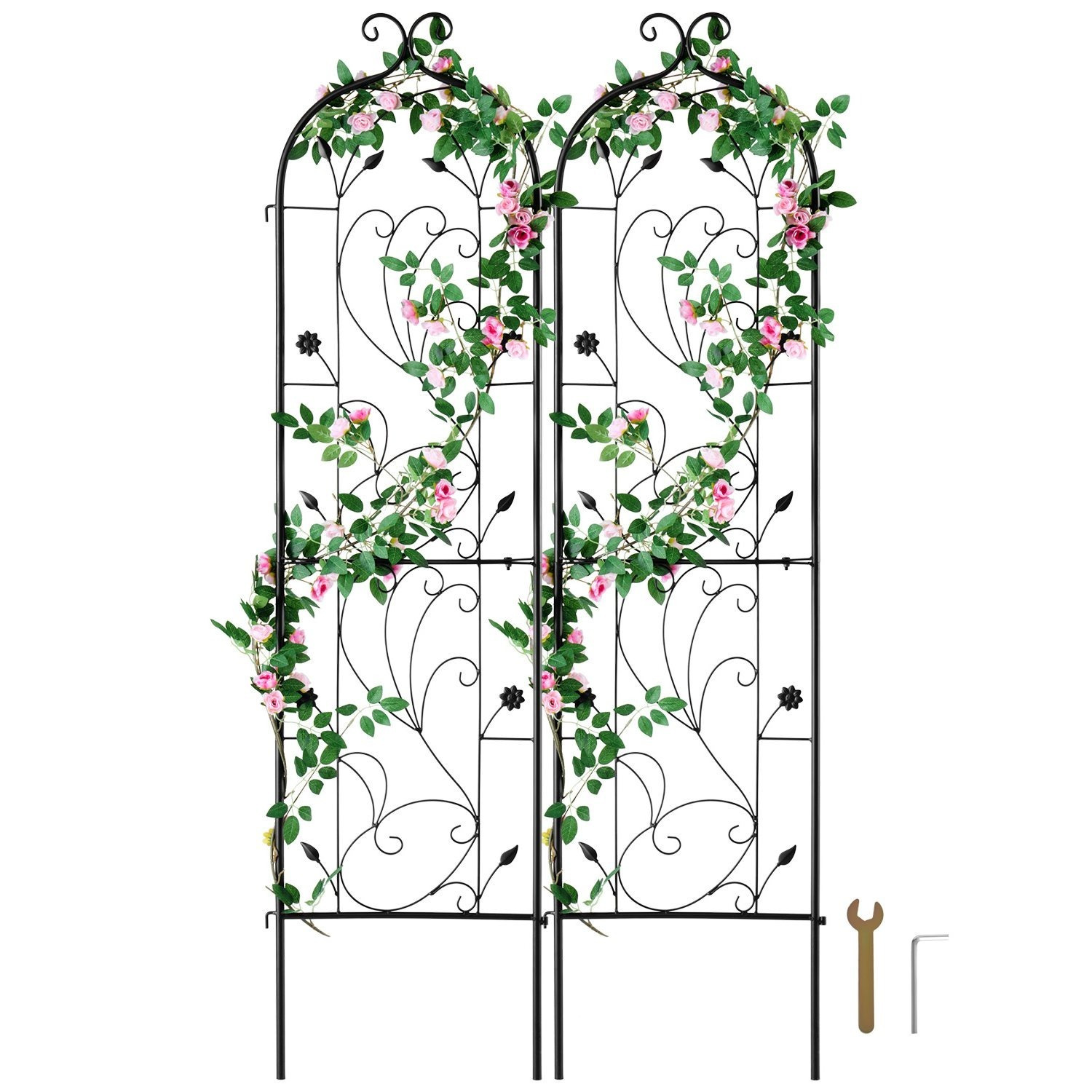 E-shop 2er-Pack Metall-Gartenstaketten für Kletterpflanzen, 60 x 15 Zoll, rostfrei