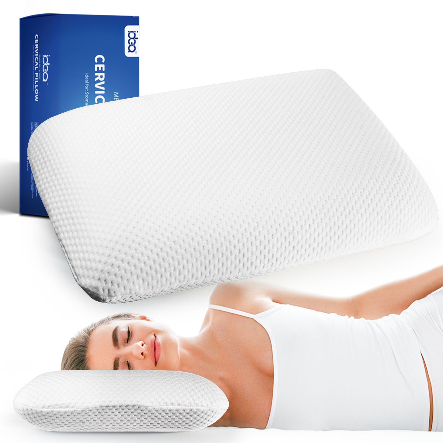 E-shop Kopfkissen Memory Foam Kissen 40x60, Ergonomisches Nackenkissen Kopfkissen, Nackenstützkissen Neck Pillow, Nackenhörnchen Erwachsene, Kopfkissen