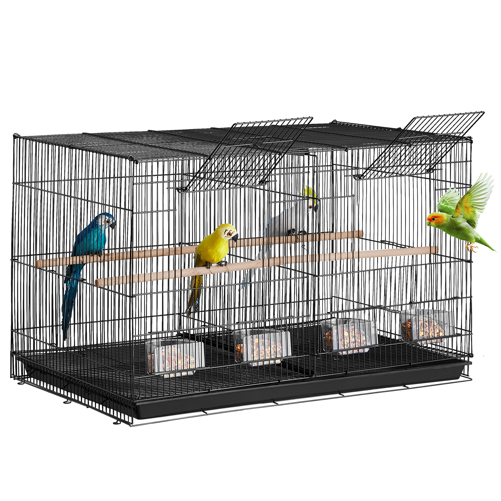 Vevor Bird Flight Cage With Divider 18 In Small Metal Parakeet Cage Black