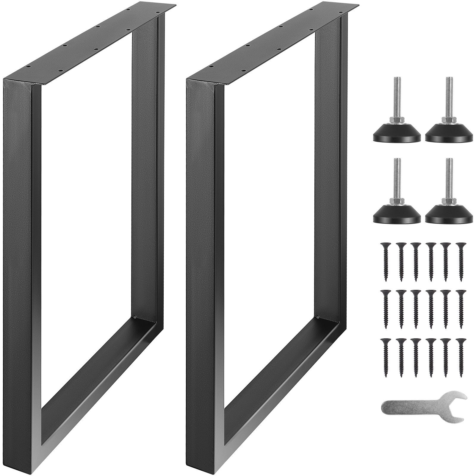 Image of Vevor 28 Inch Adjustable Furniture Legs, Square Reinforced Steel Office Table Legs Set Of 2 For Diy, 1000 Lbs Heavy Duty Desk Legs, Quick Instalation & Legs Black