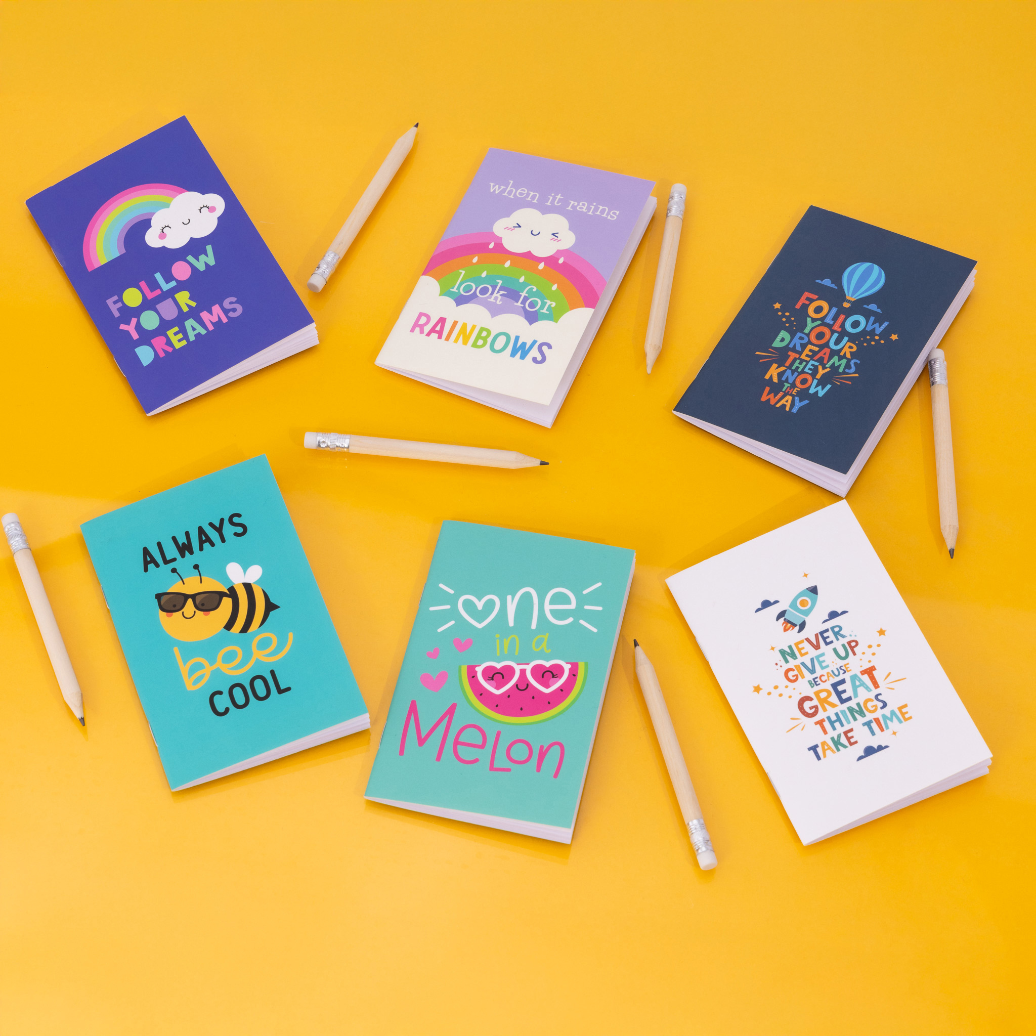 Evelay 6pcs Mini A7 Pocket Notebooks with Pencils