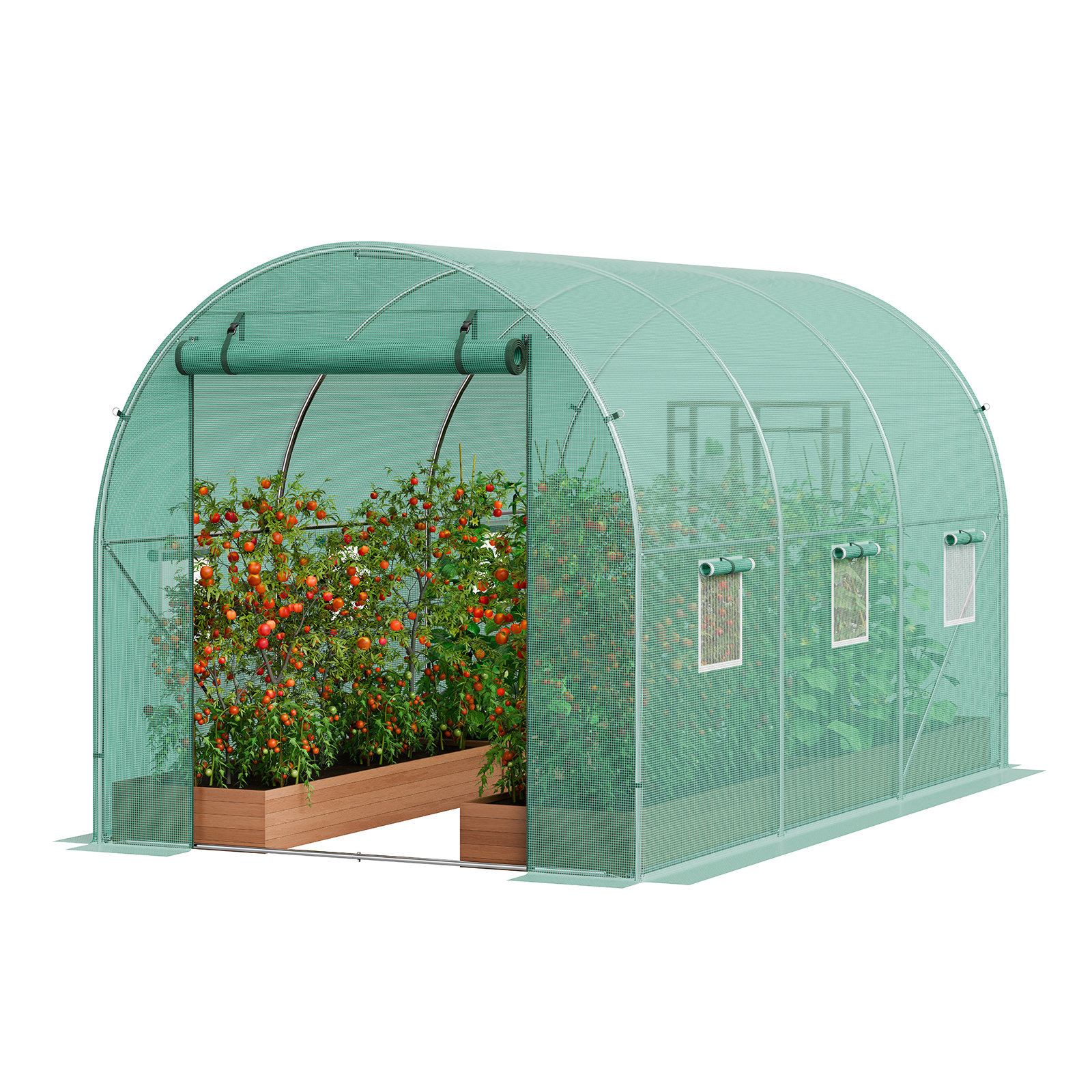 Vevor Walk-in Tunnel Greenhouse 11.32x6.4x6.3ft Galvanized Frame Pe Cover Green