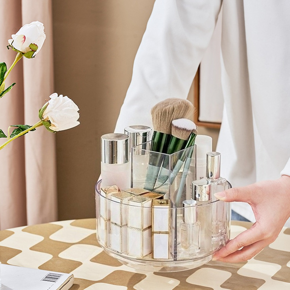 Luxury Rotating Transparent Makeup Organizer Tray for Cosmetics
