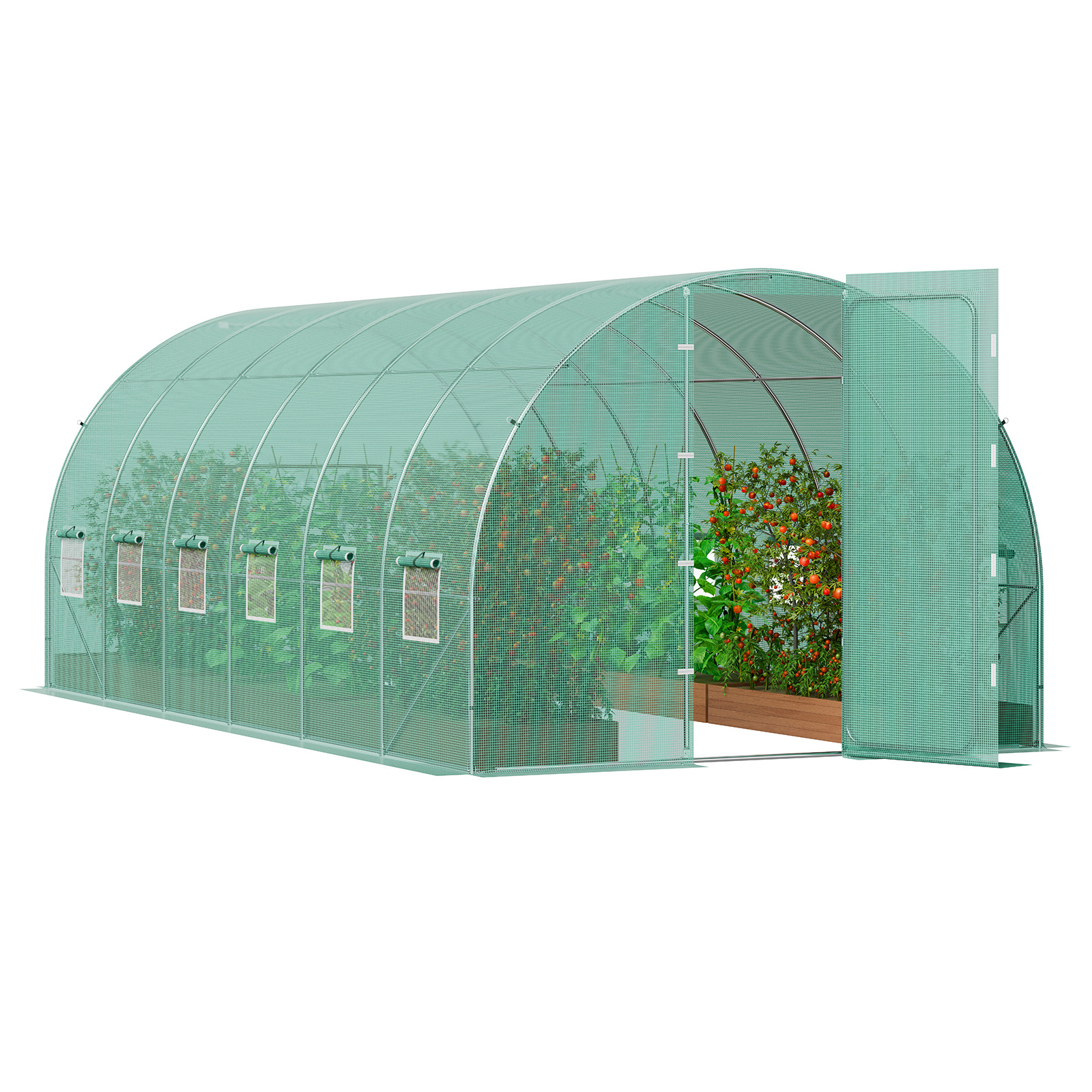 Vevor Walk-in Tunnel Greenhouse 19.36x9.68x7.4ft Galvanized Frame Pe Cover Green