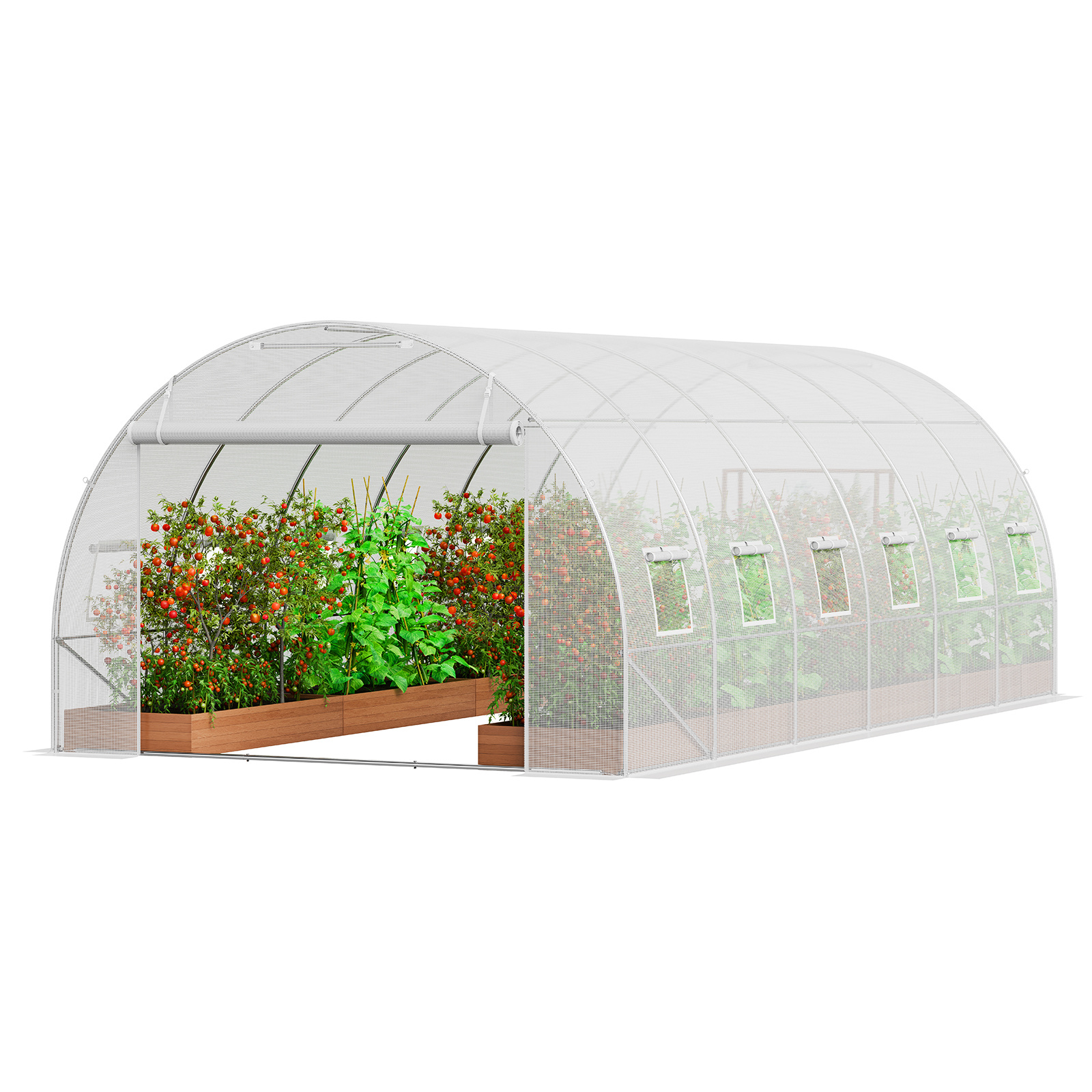 Image of Vevor Walk-in Tunnel Greenhouse 19.36x9.68x6.5ft Galvanized Frame Pe Cover White