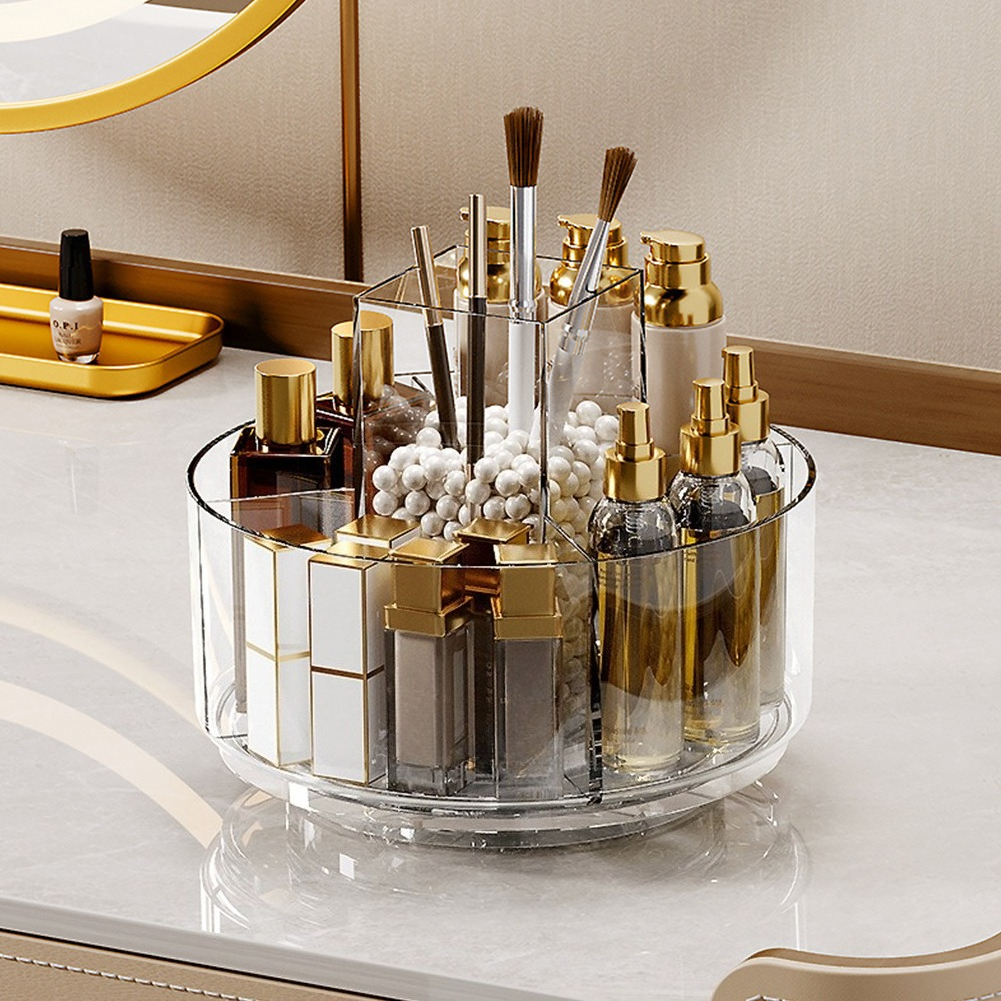 Luxury Rotating Transparent Makeup Organizer Tray for Cosmetics