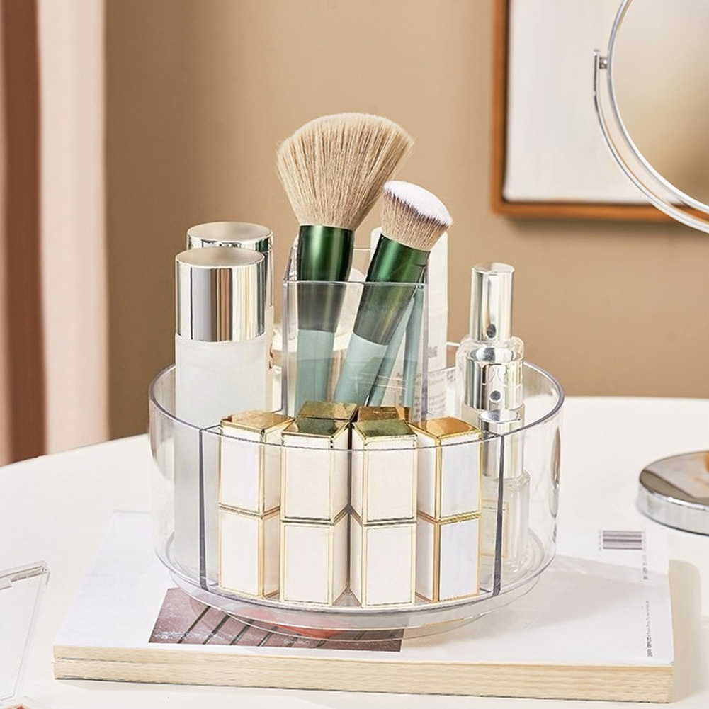 Luxury Rotating Transparent Makeup Organizer Tray for Cosmetics