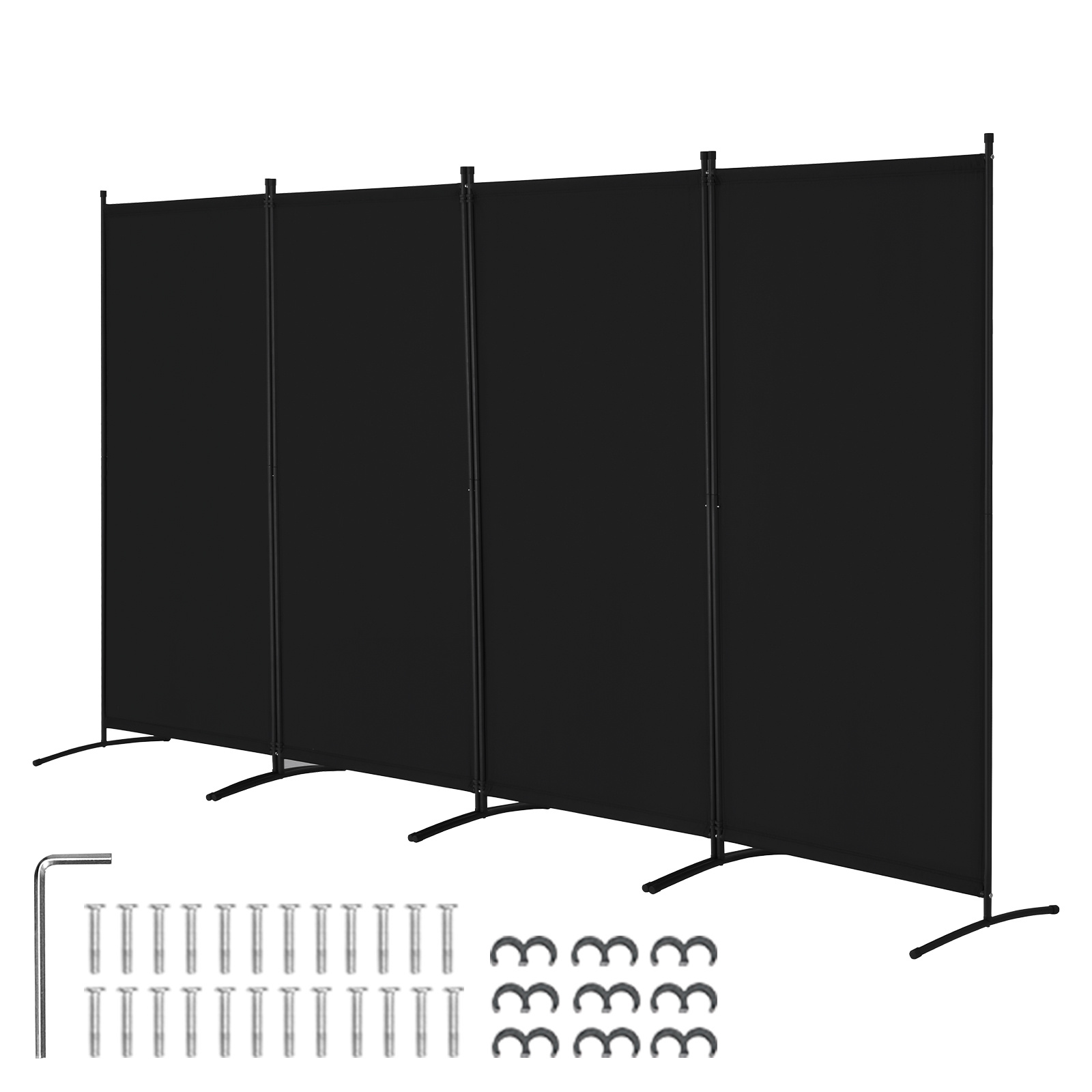 Image of Vevor Room Divider 4 Panels Fabric Privacy Screen For Office Bedroom Black