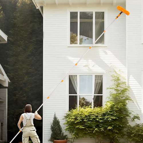 1pc 10 section extra long 4 telescopic 2 in 1 window glass cleaner wipe and scraper double sided use suitable for high windows walls cars indoor outdoor cleaning professional rod kit