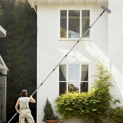 1pc 10 section extra long 4 telescopic 2 in 1 window glass cleaner wipe and scraper double sided use suitable for high windows walls cars indoor outdoor cleaning professional rod kit