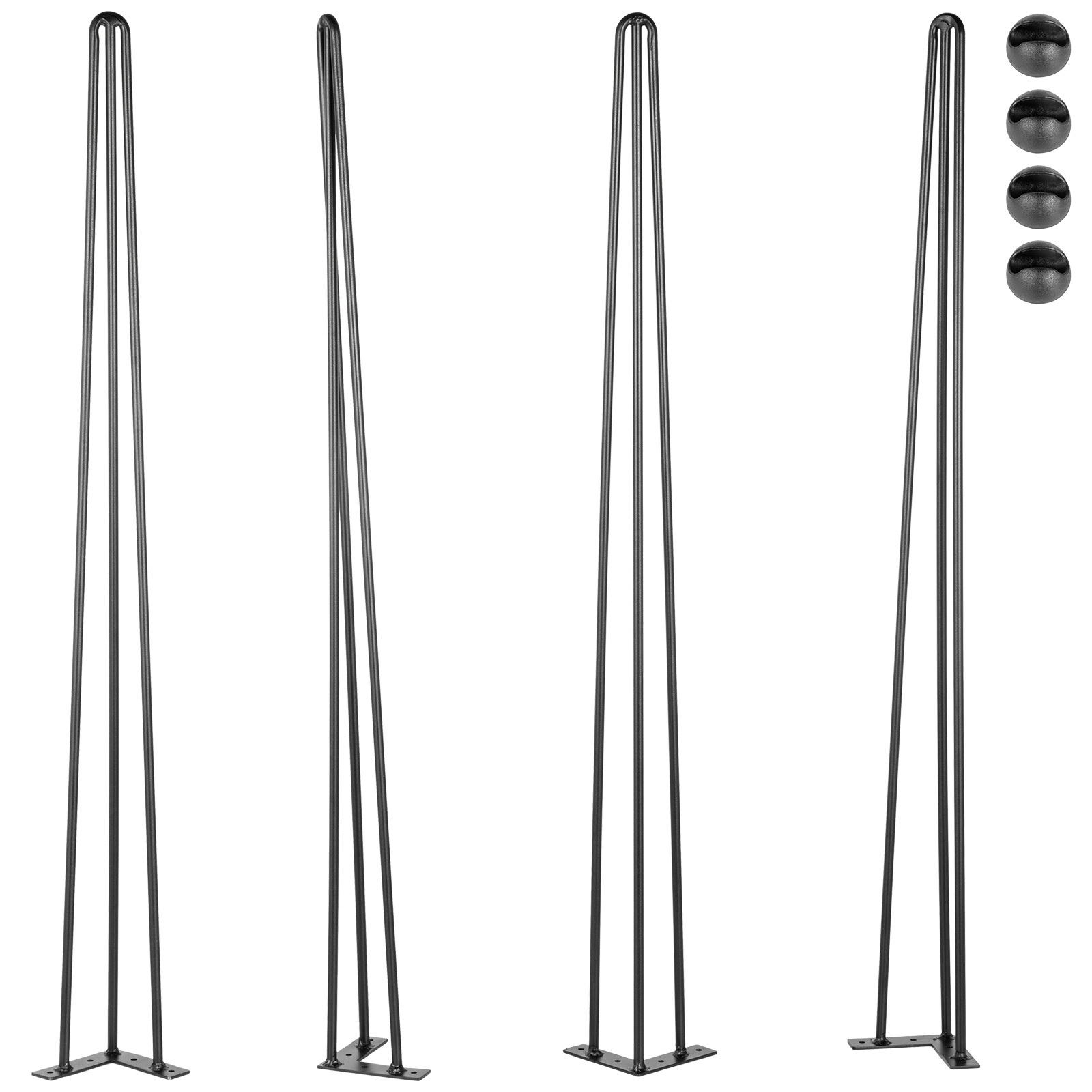 Image of Vevor Hairpin Table Legs 40" Black Set Of 4 Desk Legs 880lbs Load Capacity (each 220lbs) Hairpin Desk Legs 3 Rods For Bench Desk Dining End Table Chairs Carbon Steel Diy Heavy Duty Furniture Legs