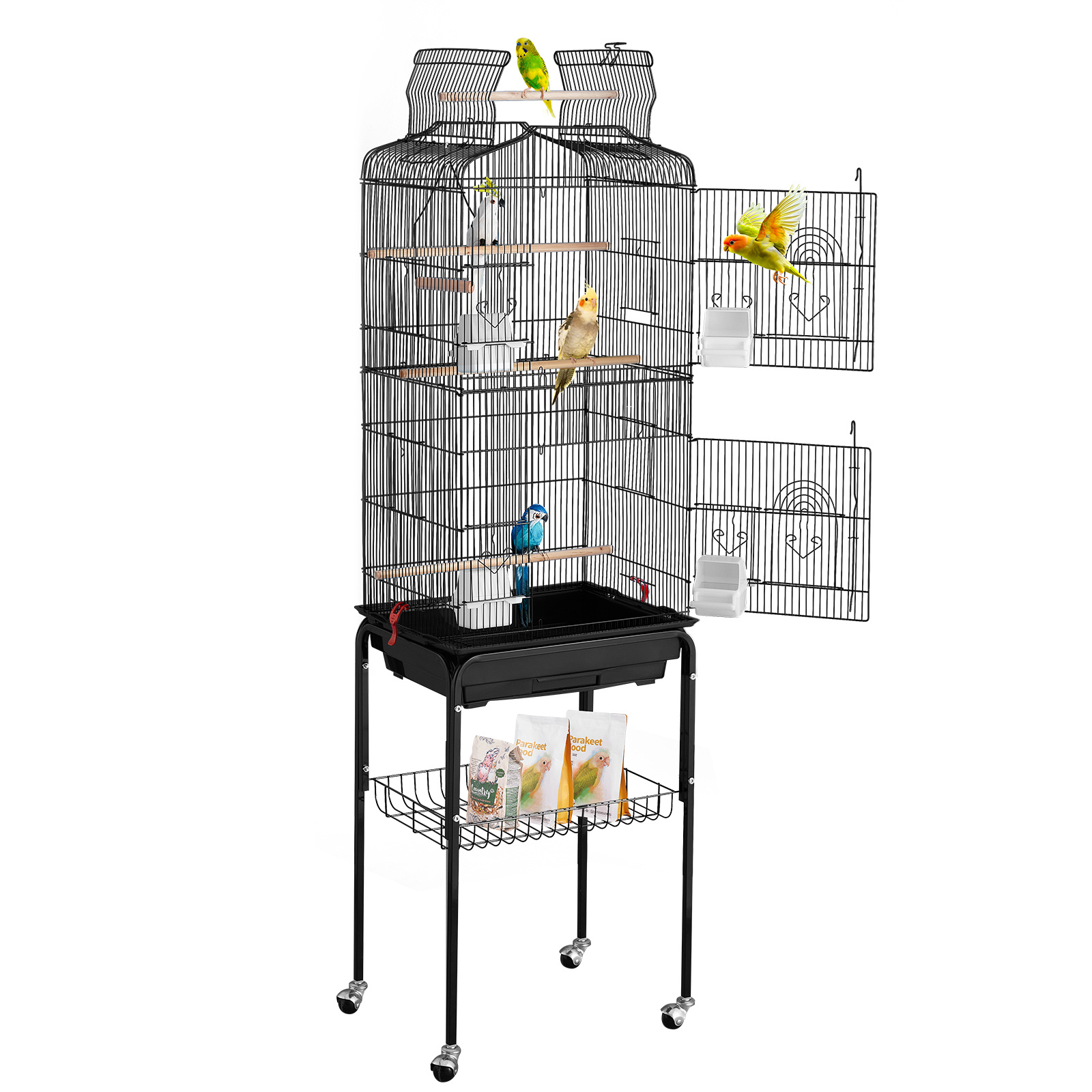 Vevor Large Bird Cage 62 In Rolling Metal Parakeet Cage For Cockatiels Parrot