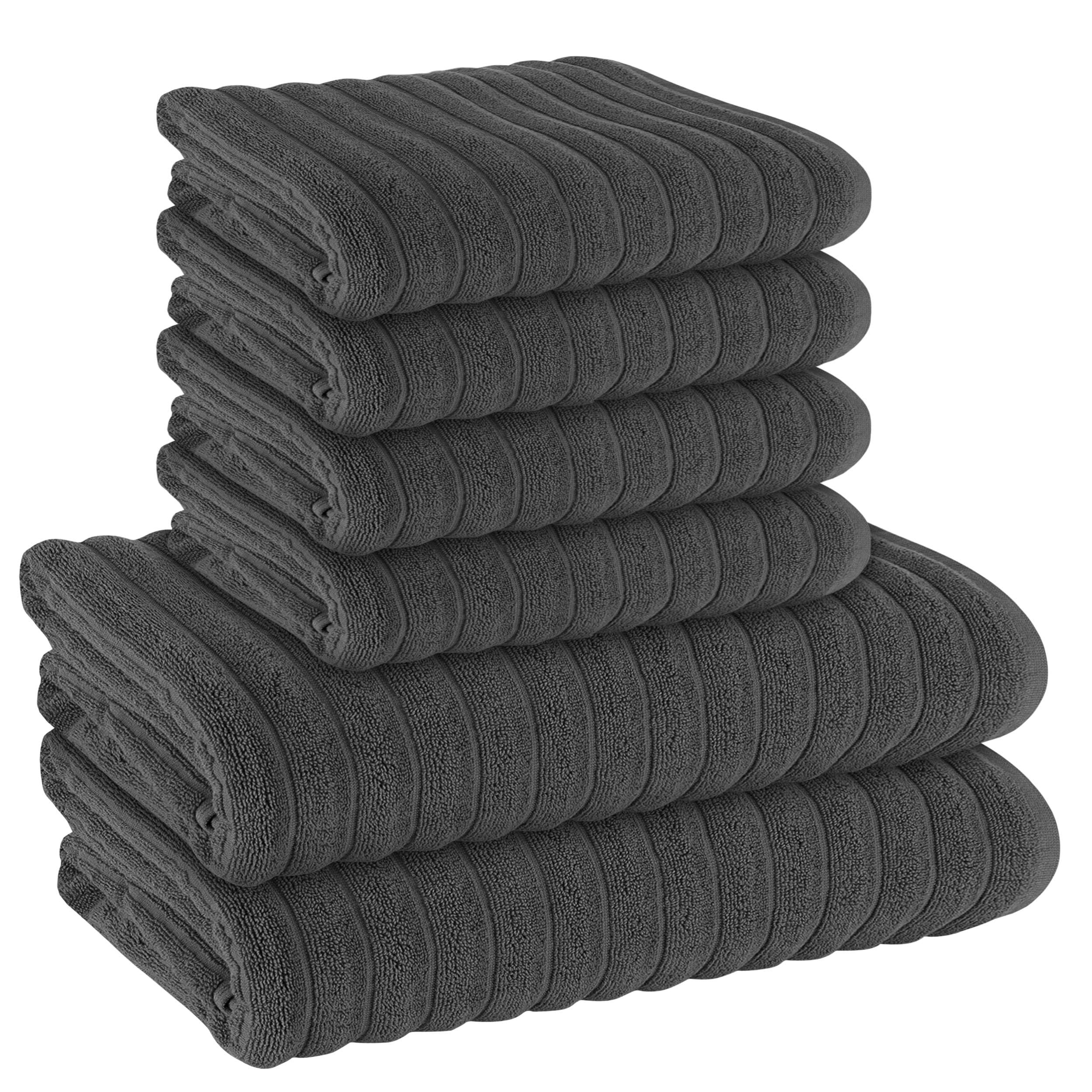 TEMU 6pcs Ribbed Towel Set (2 Bath Towels 4 Hand Towels) Quick Dry 100% Cotton Hotel Quality Towel Sets Super Soft And Absorbent
