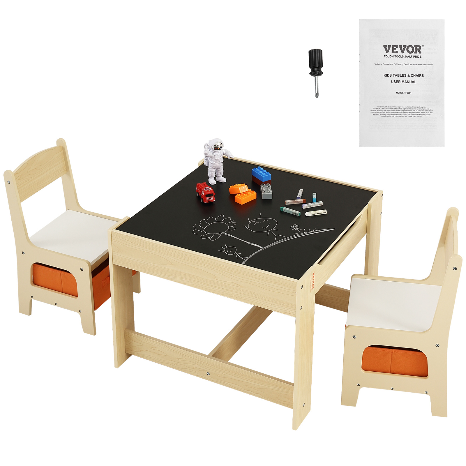 Image of Vevor Kids Table And Chair Set, Wooden Activity Table With Storage Space And Boxes, Kids Play Table For Toddlers Art, Craft, Reading, Learning