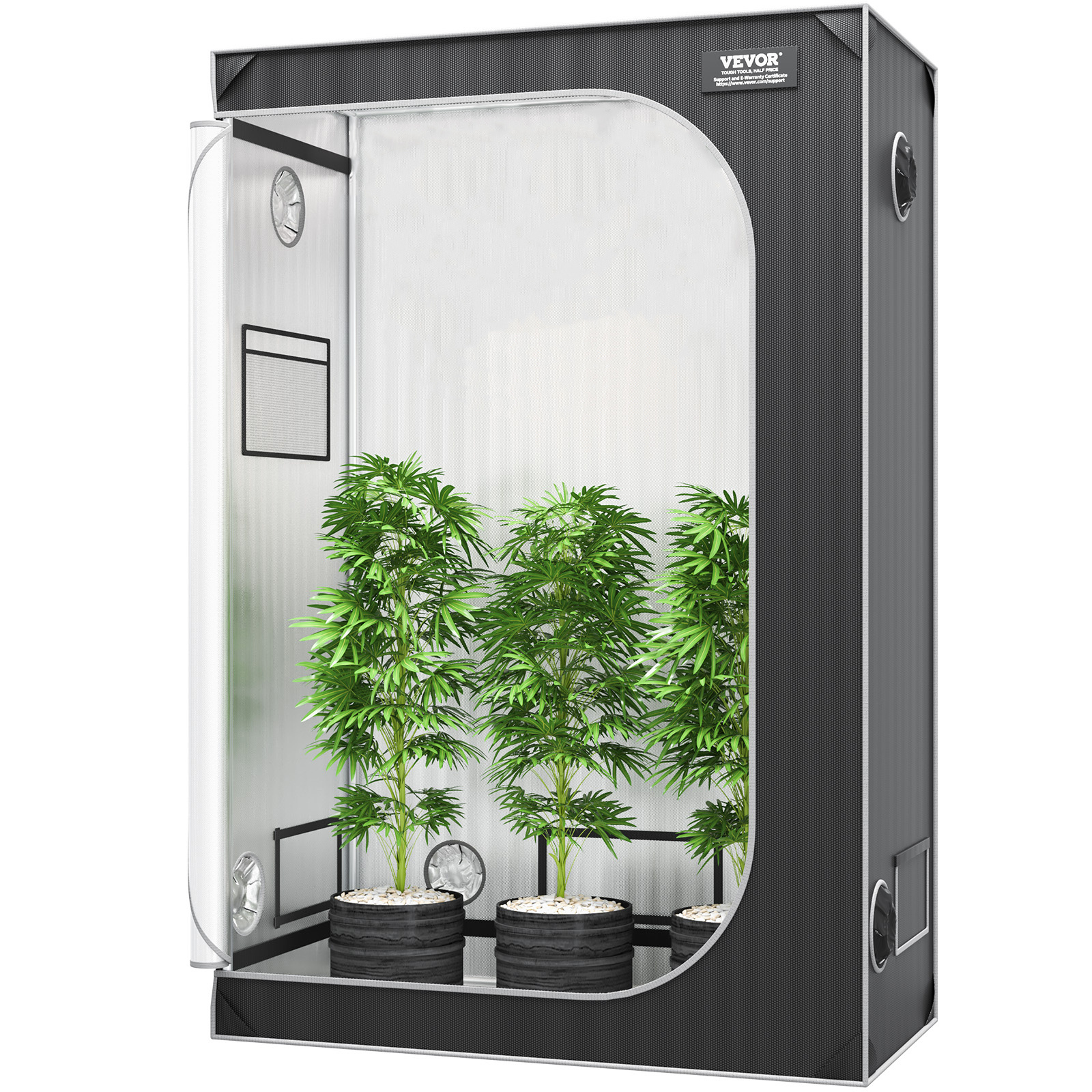 Vevor , 48'' X 24'' X 72'', High Reflective 2000d Mylar Hydroponic Growing Tent With Observation Window, Tool Bag And Floor Tray For Indoor Plants Growing