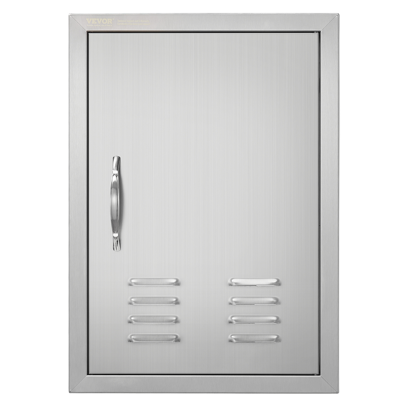 Vevor Bbq Access Door, 17w X 24h Inch Single Outdoor Kitchen Door, Stainless Steel Flush , Wall Vertical Door With Handle, Vents And Hook, For Bbq Island, , Outside Cabinet