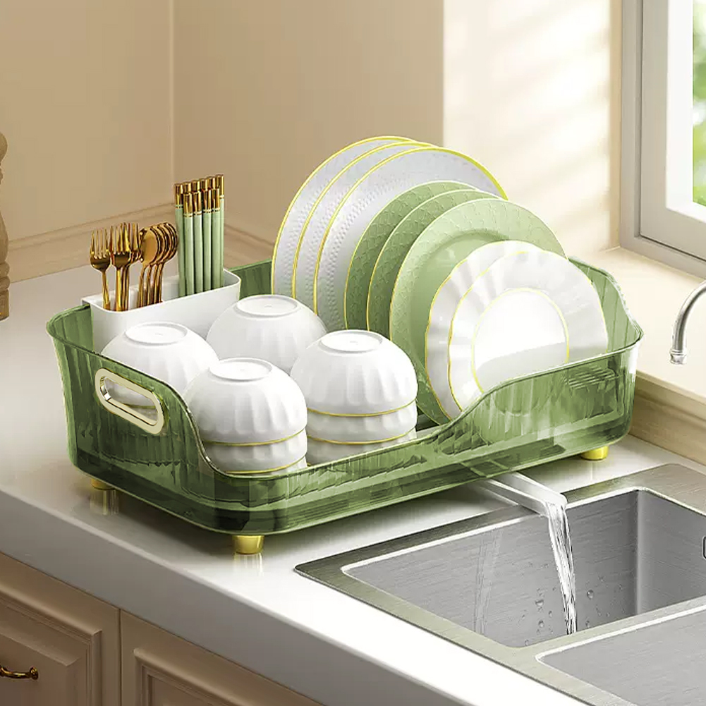 TEMU 1pc Multifunctional Kitchen Dish Rack And Drainer Basket, Plastic Organizer For Plates, Utensils, Vegetables And Fruits, High Quality Material,