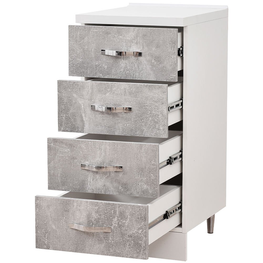 Shally Dogan Mobile Kitchen Base Cabinet With 4 Drawers, Modular Unit With Solid And Durable , Organizer Dimensions 40 X 50 X 85h Cm