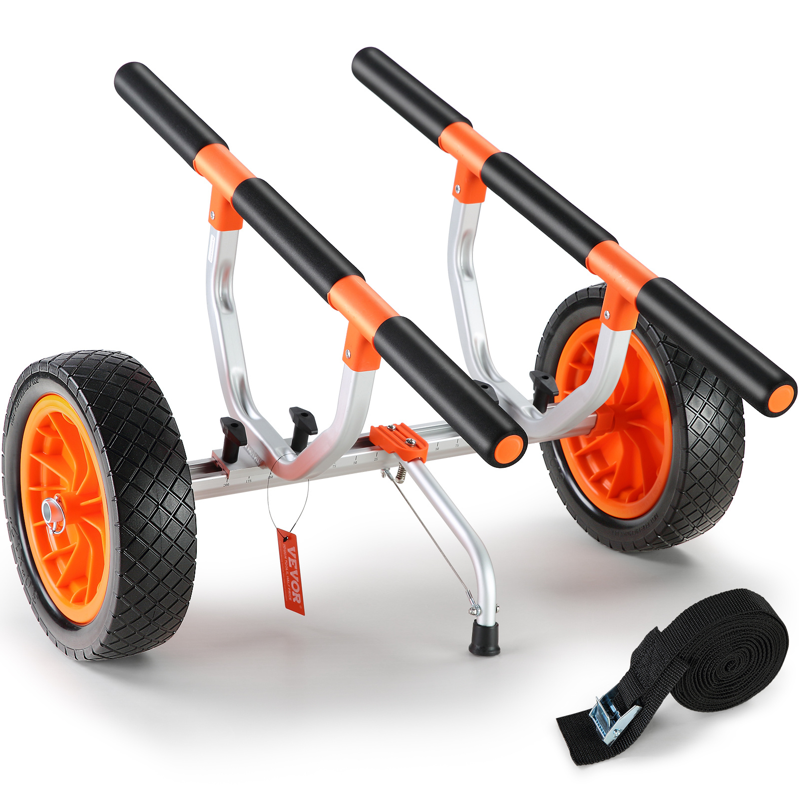 Vevor Heavy Duty Kayak Cart, 450lbs Load Capacity, Detachable Canoe Trolley Cart With 12'' Solid Tires, Adjustable Width & Nonslip Support Foot, For Kayaks Paddleboards Float Mats Jon Boats
