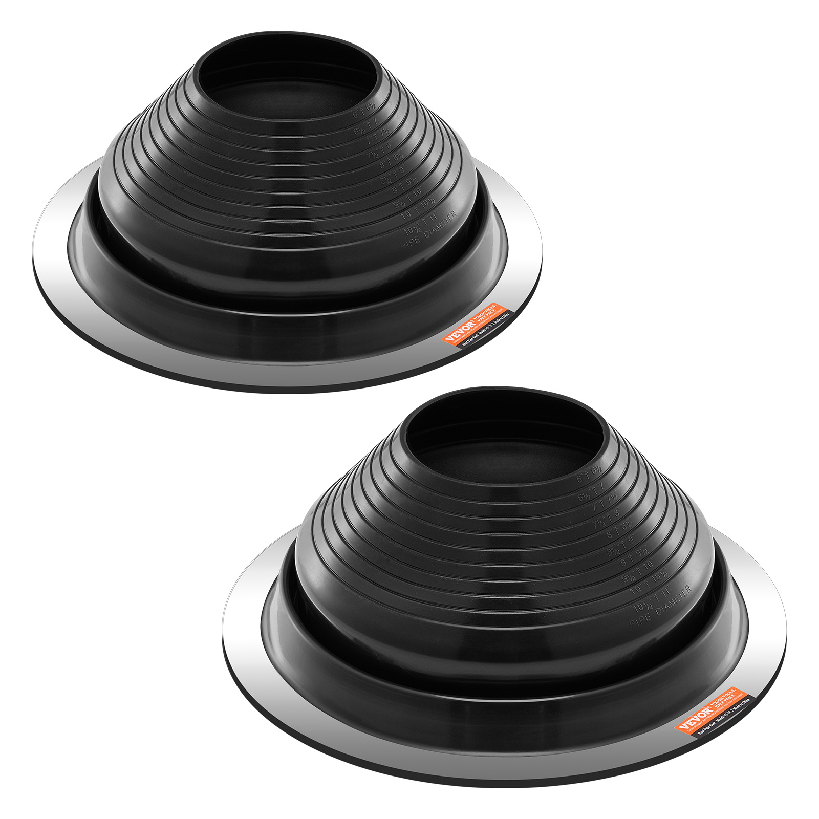 Vevor 2pcs Metal Roof Pipe Flashing Boots Fit 6"-11" Pipe High Temp Black