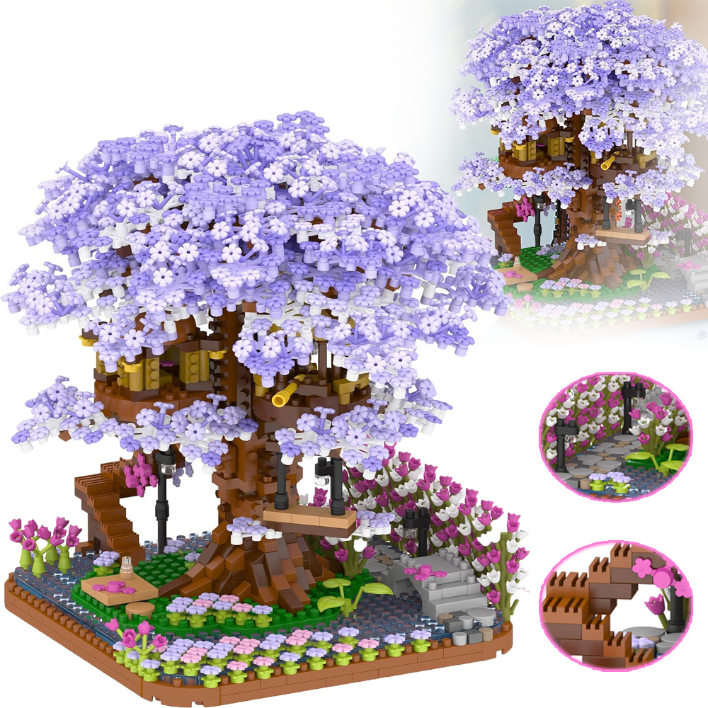 TEMU Bonsai Building Blocks Kit, Purple Cherry Tree Building Blocks, 2200 Pieces Mini Building Kit, Decoration